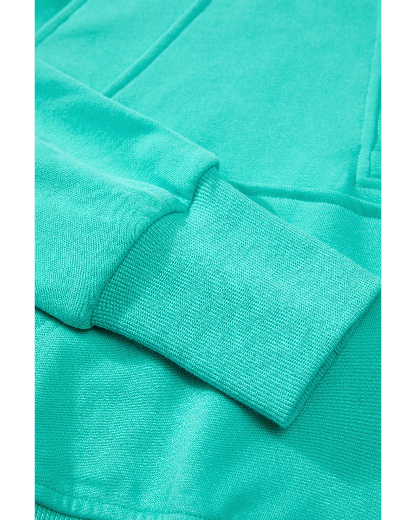 Aruba Blue Quarter Zip Stand Neck Kangaroo Pocket Sweatshirt - L 4