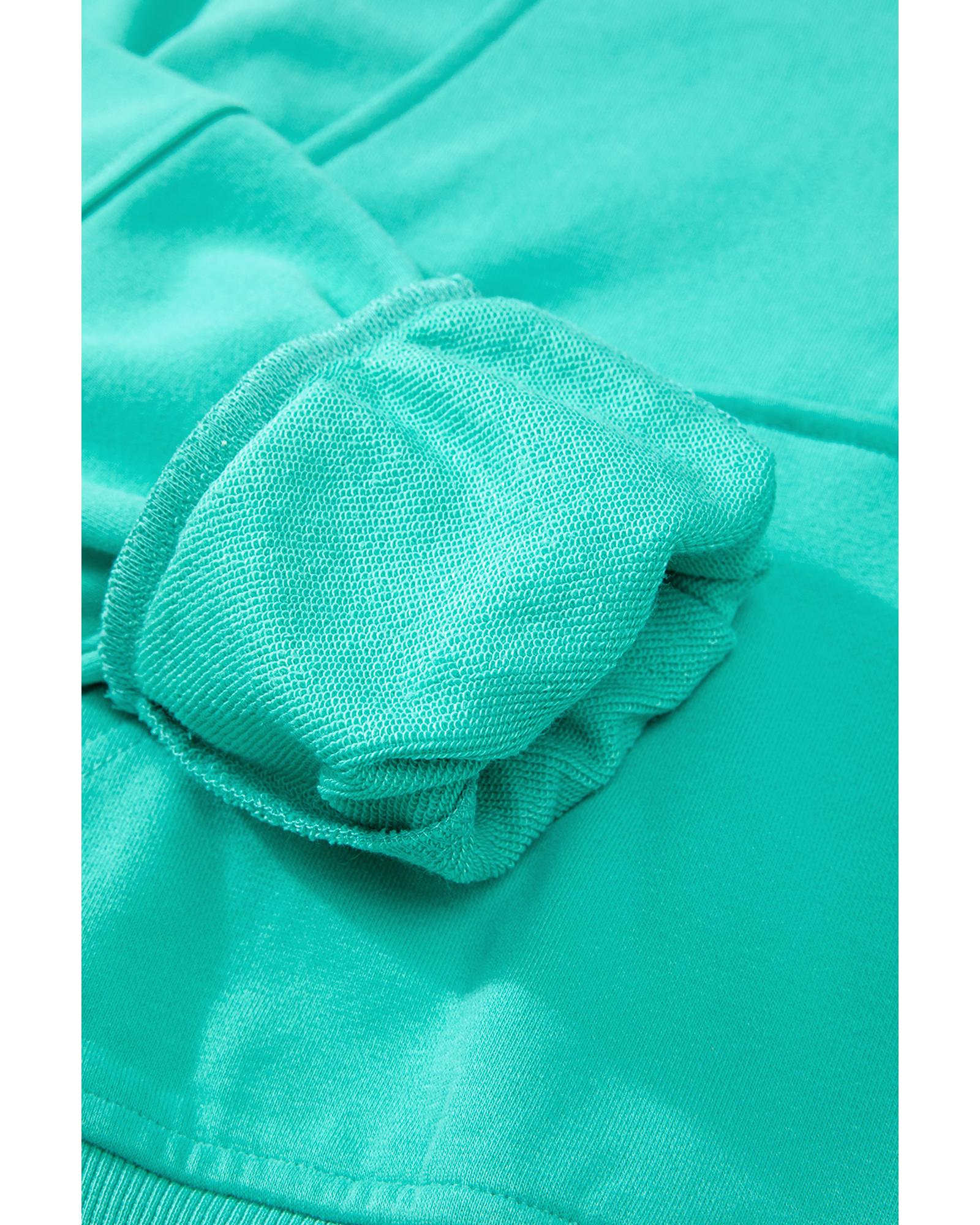 Aruba Blue Quarter Zip Stand Neck Kangaroo Pocket Sweatshirt - XL 7
