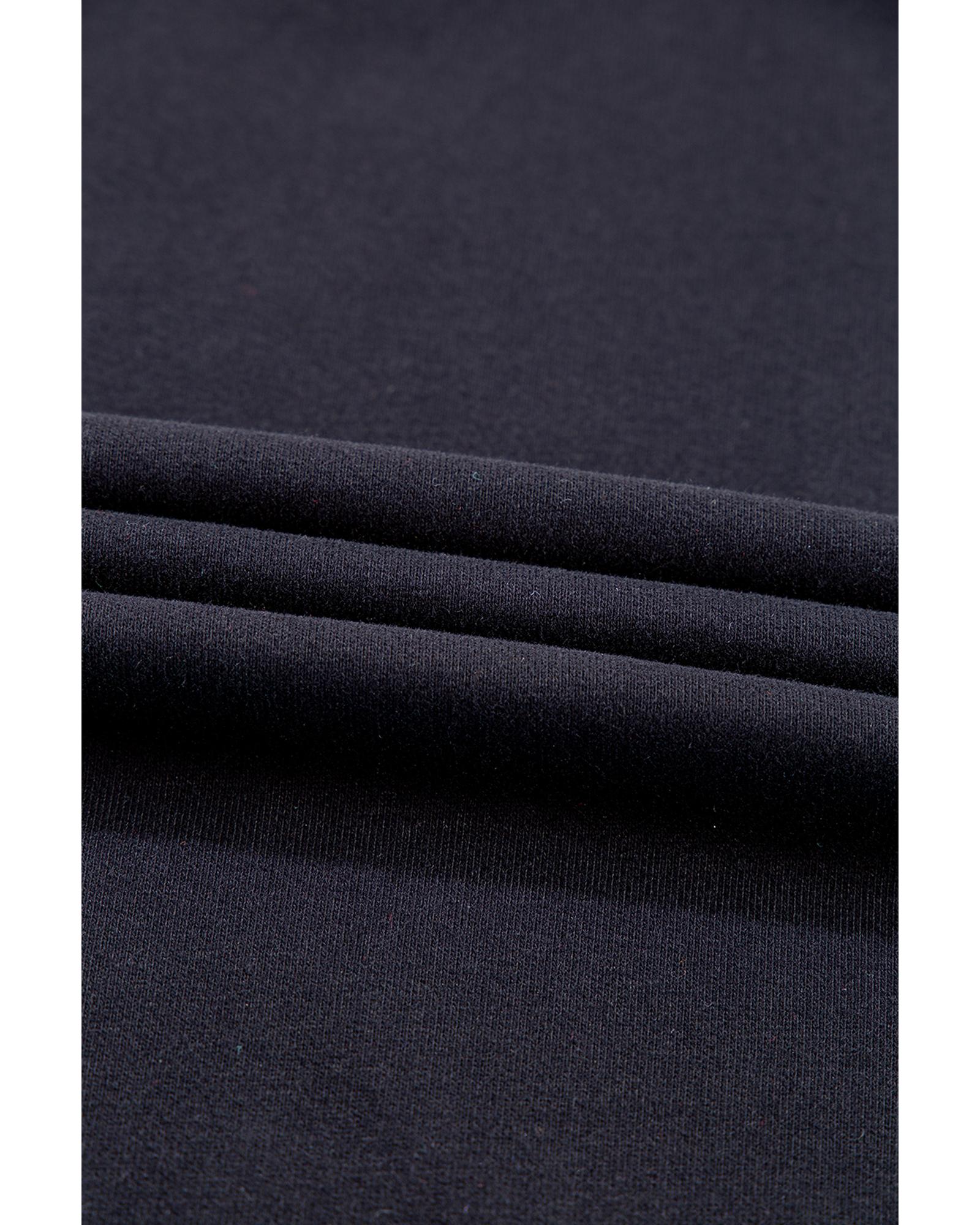 Black Plain Drop Shoulder Crewneck Pullover Sweatshirt - L 4