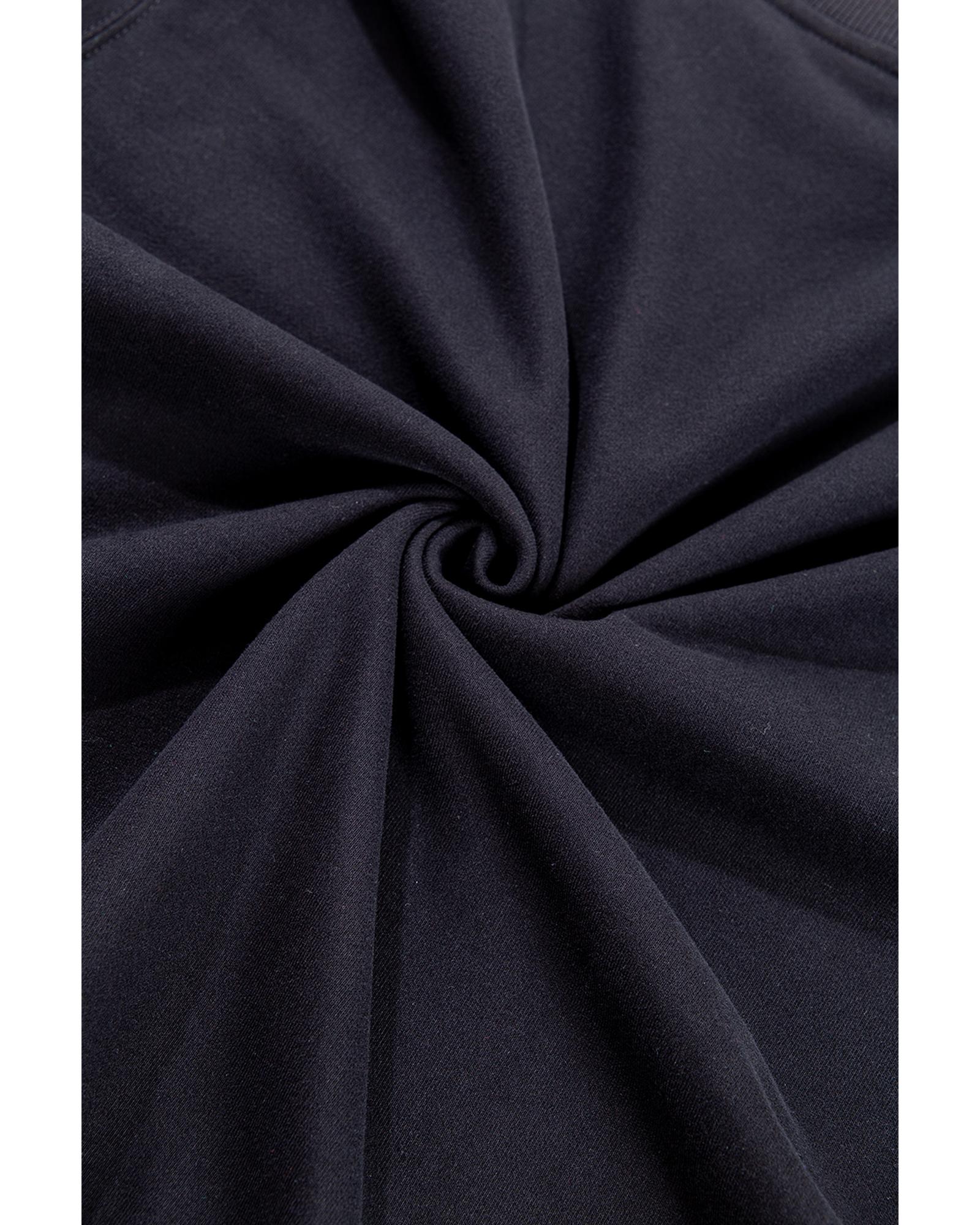 Black Plain Drop Shoulder Crewneck Pullover Sweatshirt - M 7