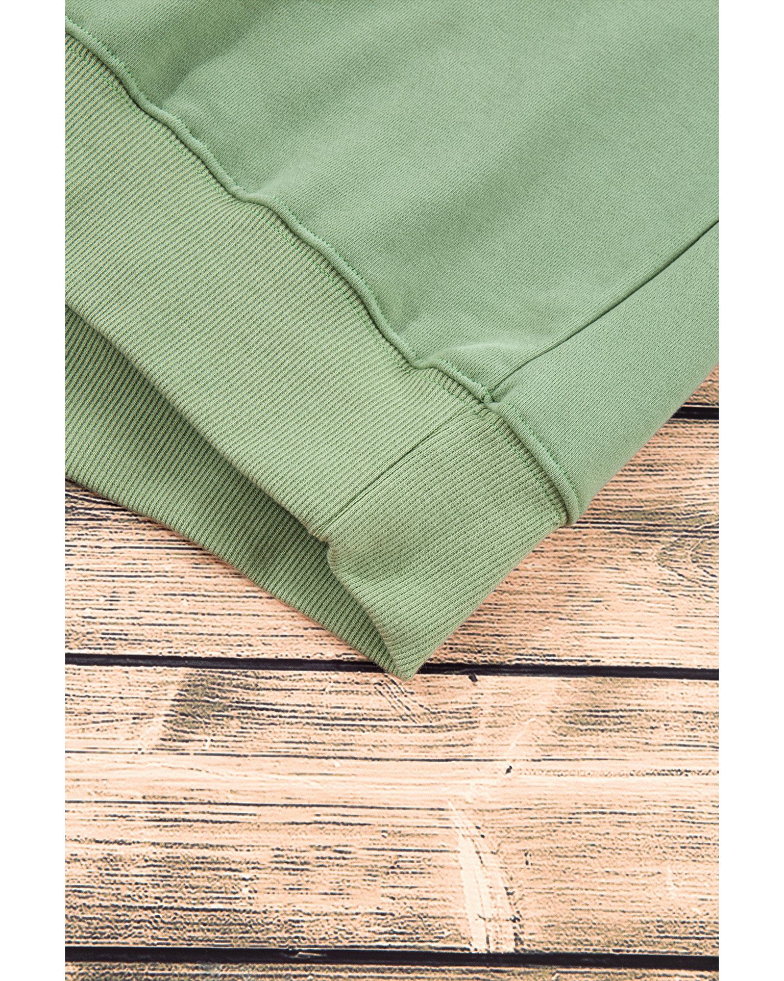 Smoke Green Plain Drop Shoulder Crewneck Pullover Sweatshirt - M 4