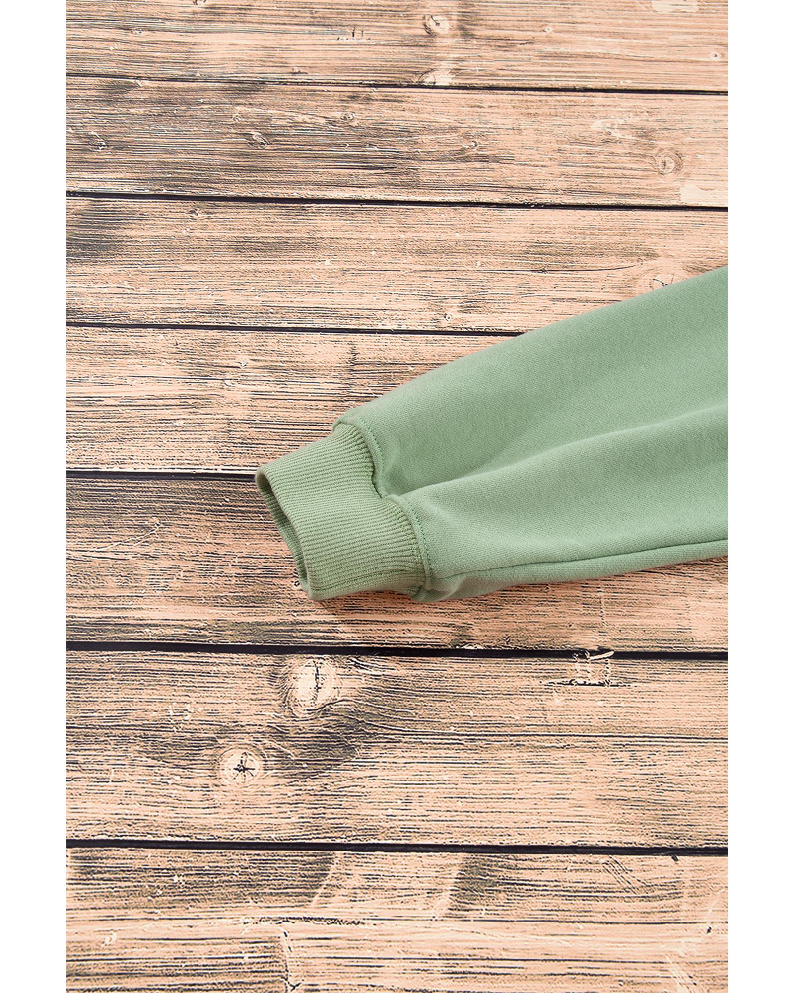 Smoke Green Plain Drop Shoulder Crewneck Pullover Sweatshirt - XL 3