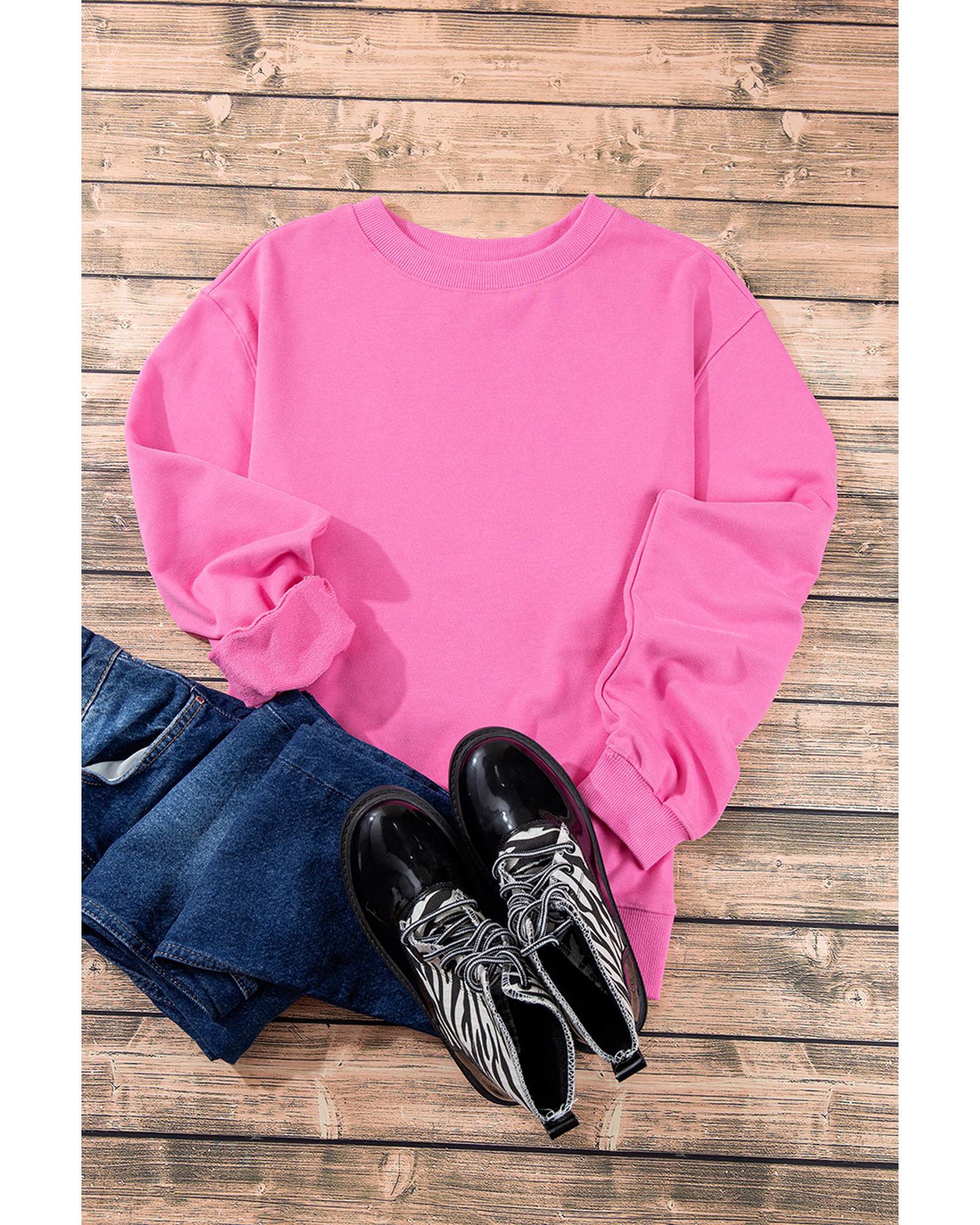 Bonbon Plain Drop Shoulder Crewneck Pullover Sweatshirt - XL 5