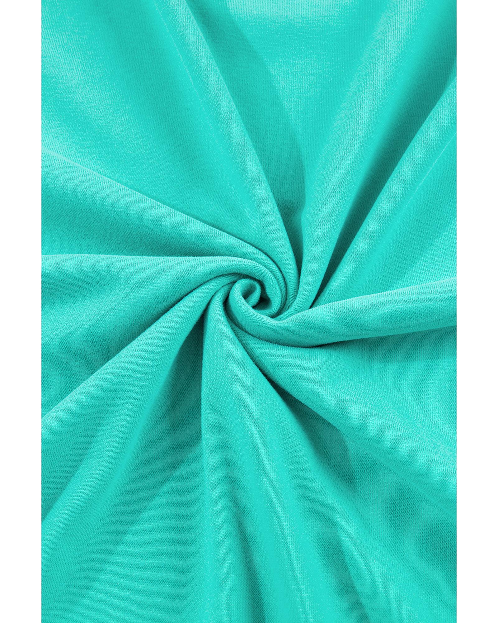 Aruba Blue Plain Drop Shoulder Crewneck Pullover Sweatshirt - S 5