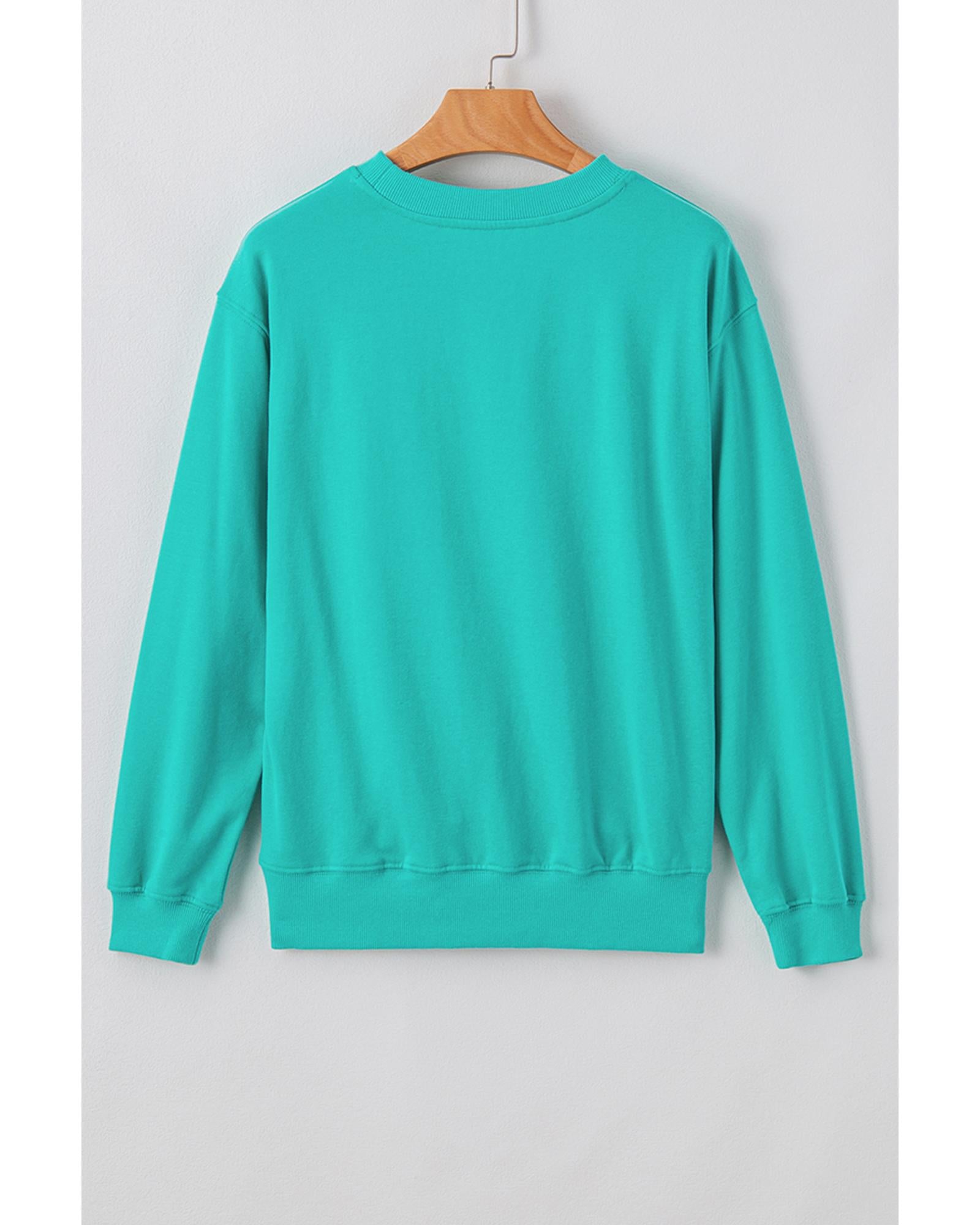 Aruba Blue Plain Drop Shoulder Crewneck Pullover Sweatshirt - S 7