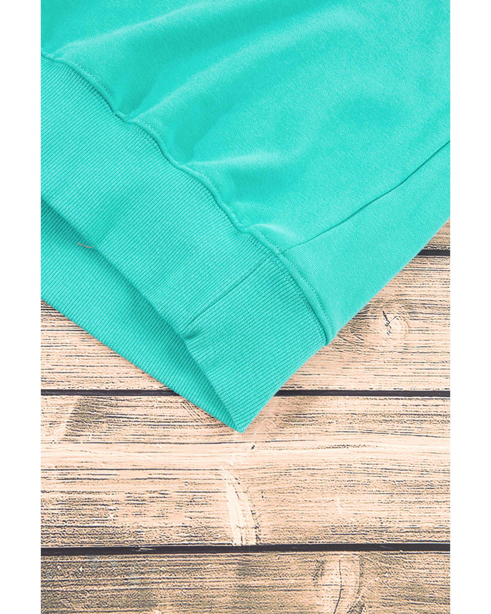 Aruba Blue Plain Drop Shoulder Crewneck Pullover Sweatshirt - XL 8
