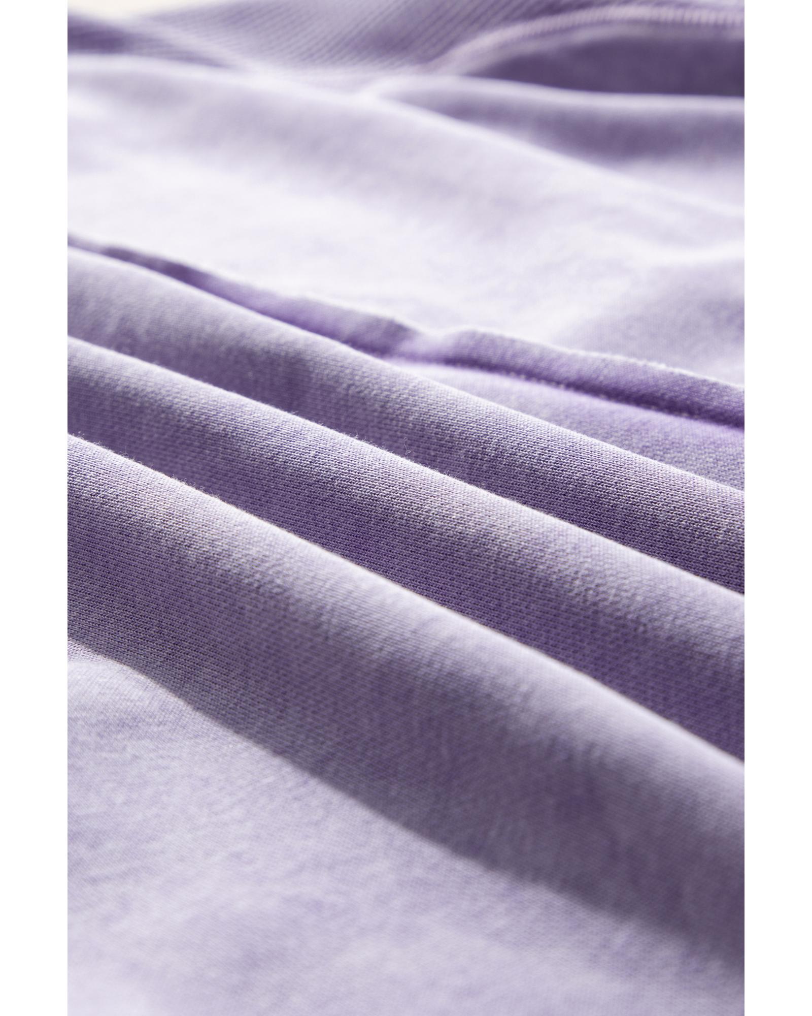 Orchid Petal Solid Waffle Knit Patchwork Raglan Sleeve Sweatshirt - M 3