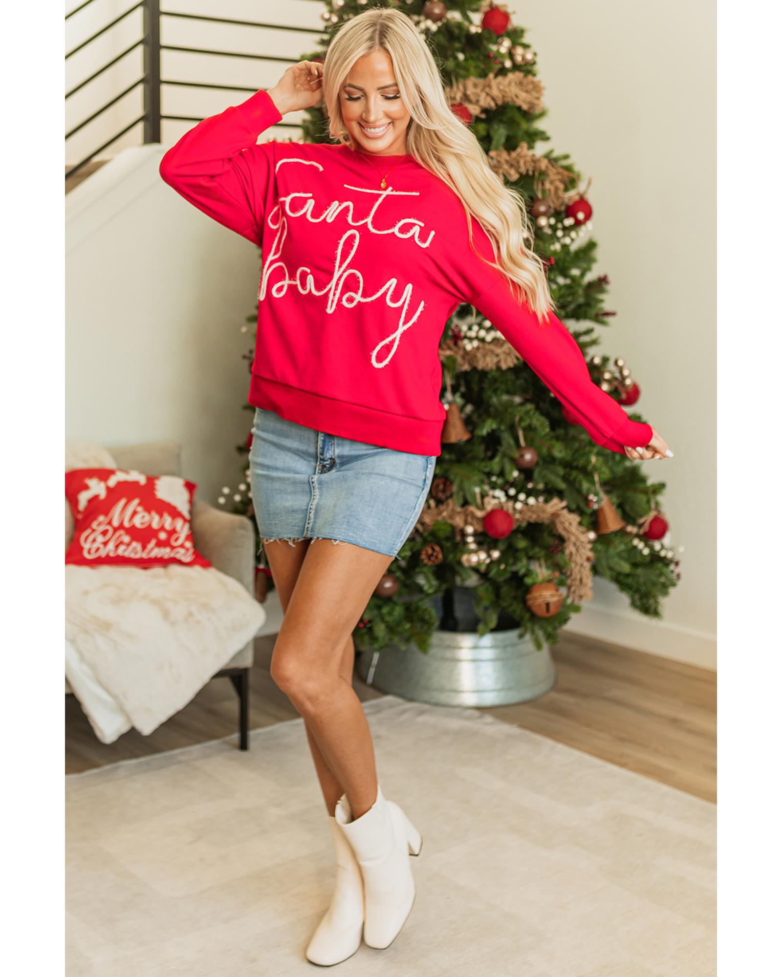 Fiery Red Christmas Santa Baby Tinsel Graphic Sweatshirt - 2XL