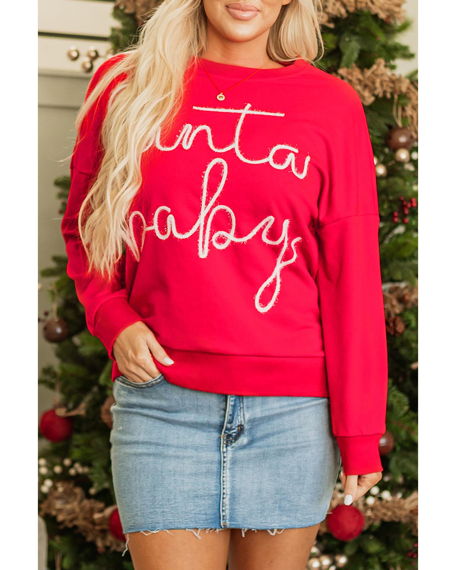 Fiery Red Christmas Santa Baby Tinsel Graphic Sweatshirt - M 4