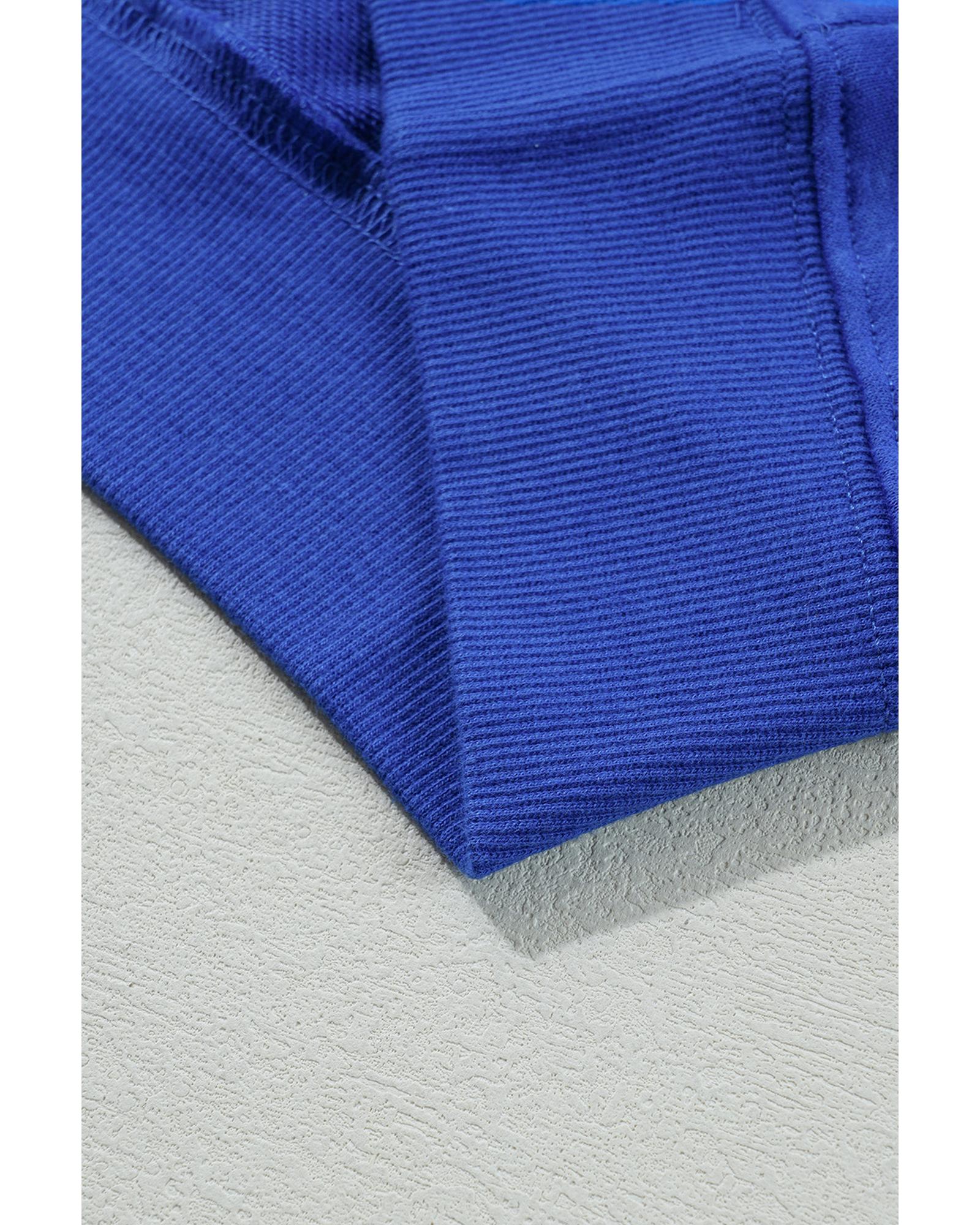 Dark Blue Game Day Crew Neck Graphic Pullover Sweatshirt - L 3