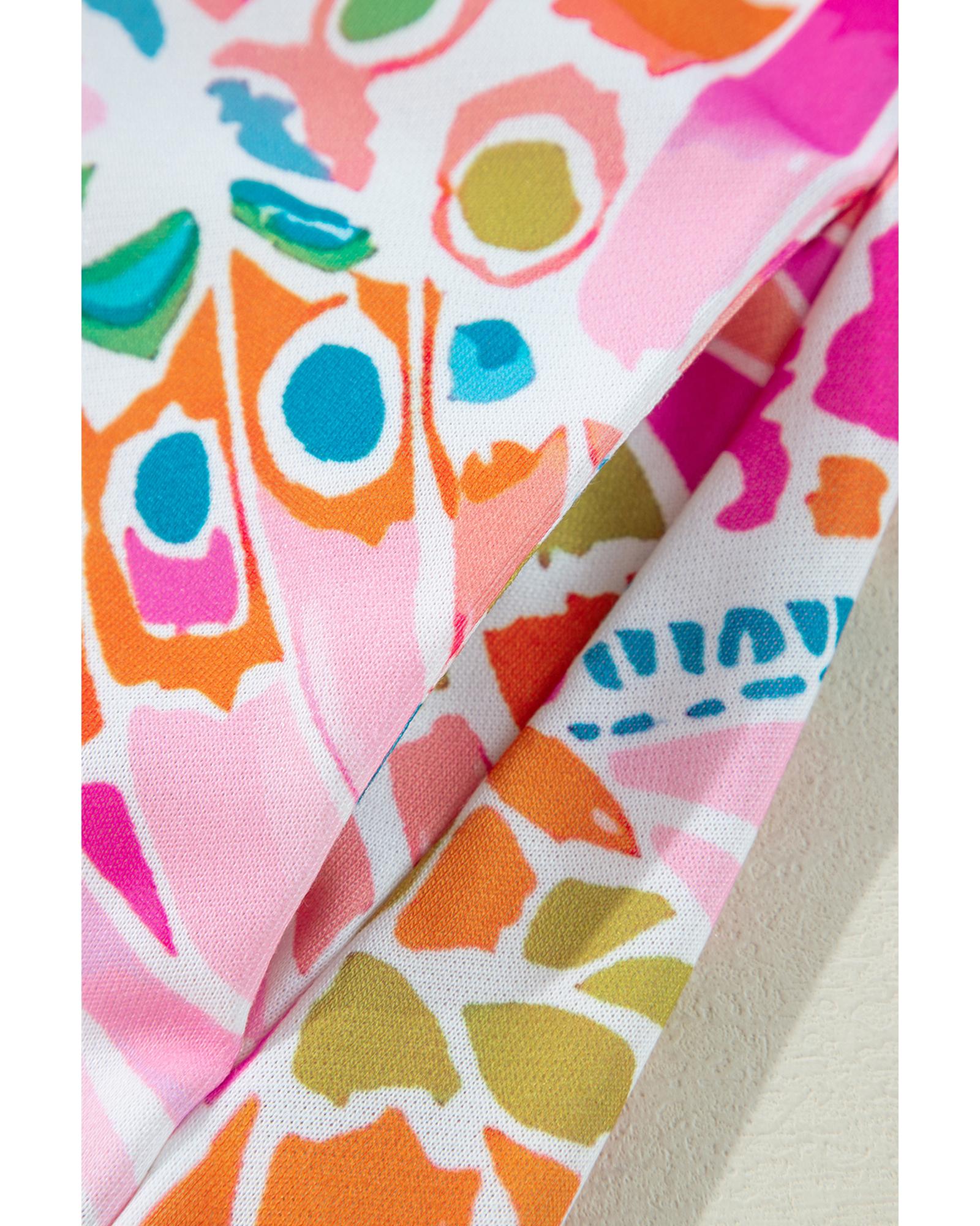 Pink Abstract Printed Drop Shoulder Loose Sweatshirt - M 7