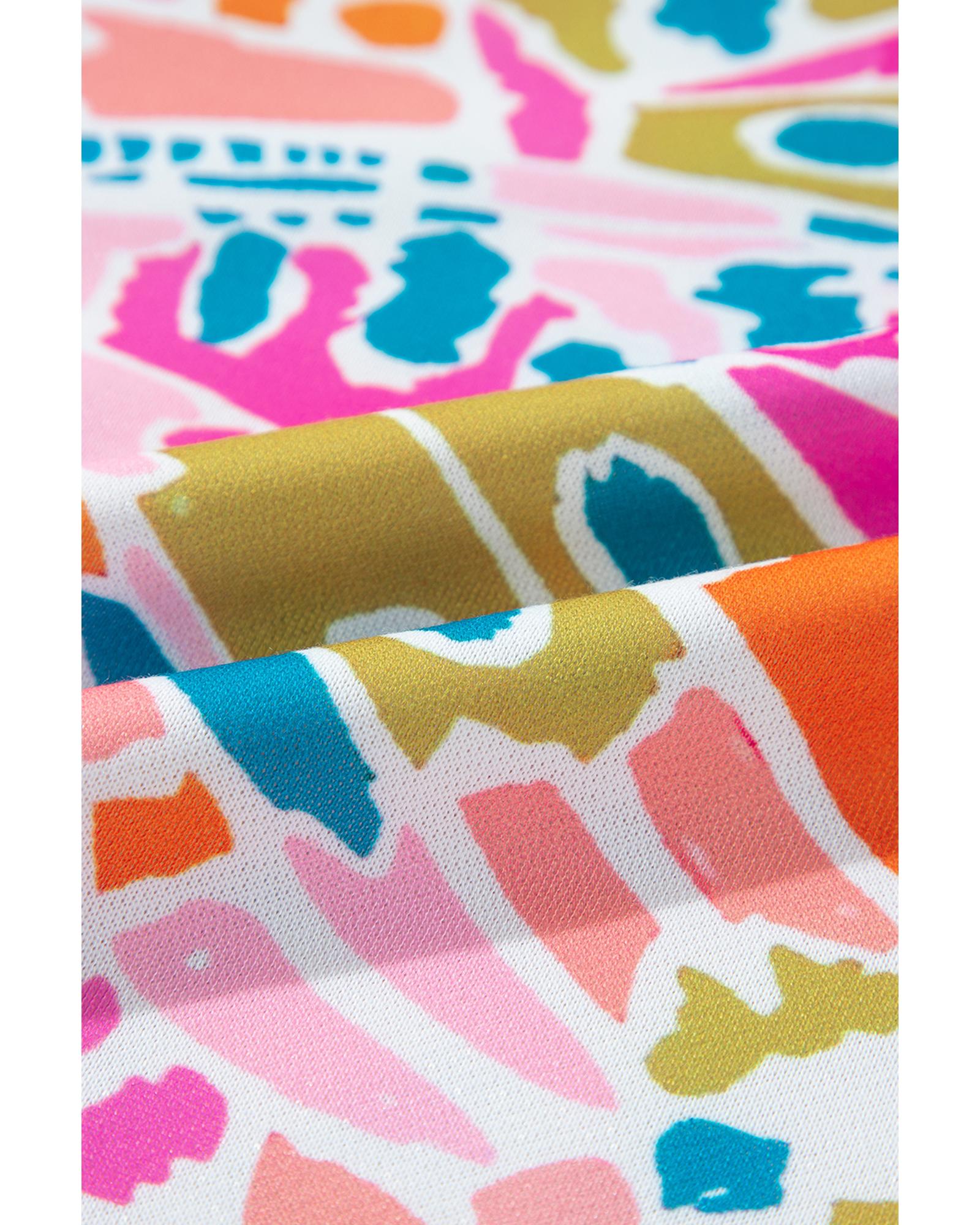 Pink Abstract Printed Drop Shoulder Loose Sweatshirt - S 5