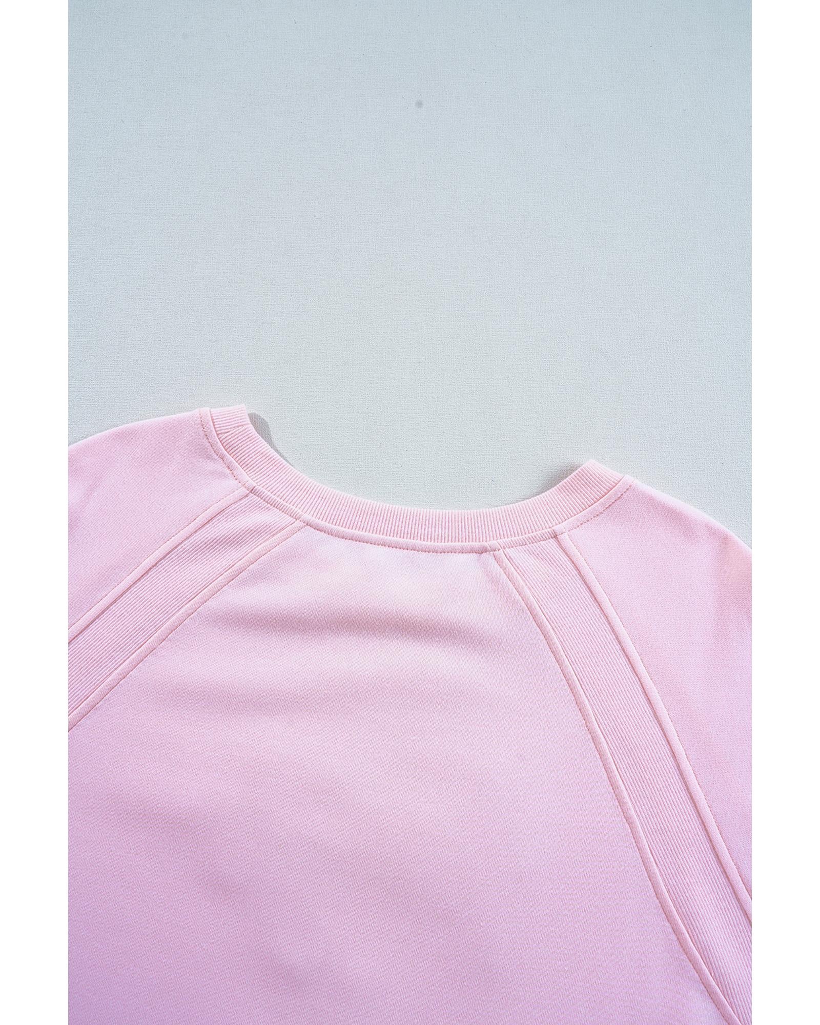 Pink Hugs and Kisses Pop Up Embroidered Raglan Sleeve Sweatshirt - L 4
