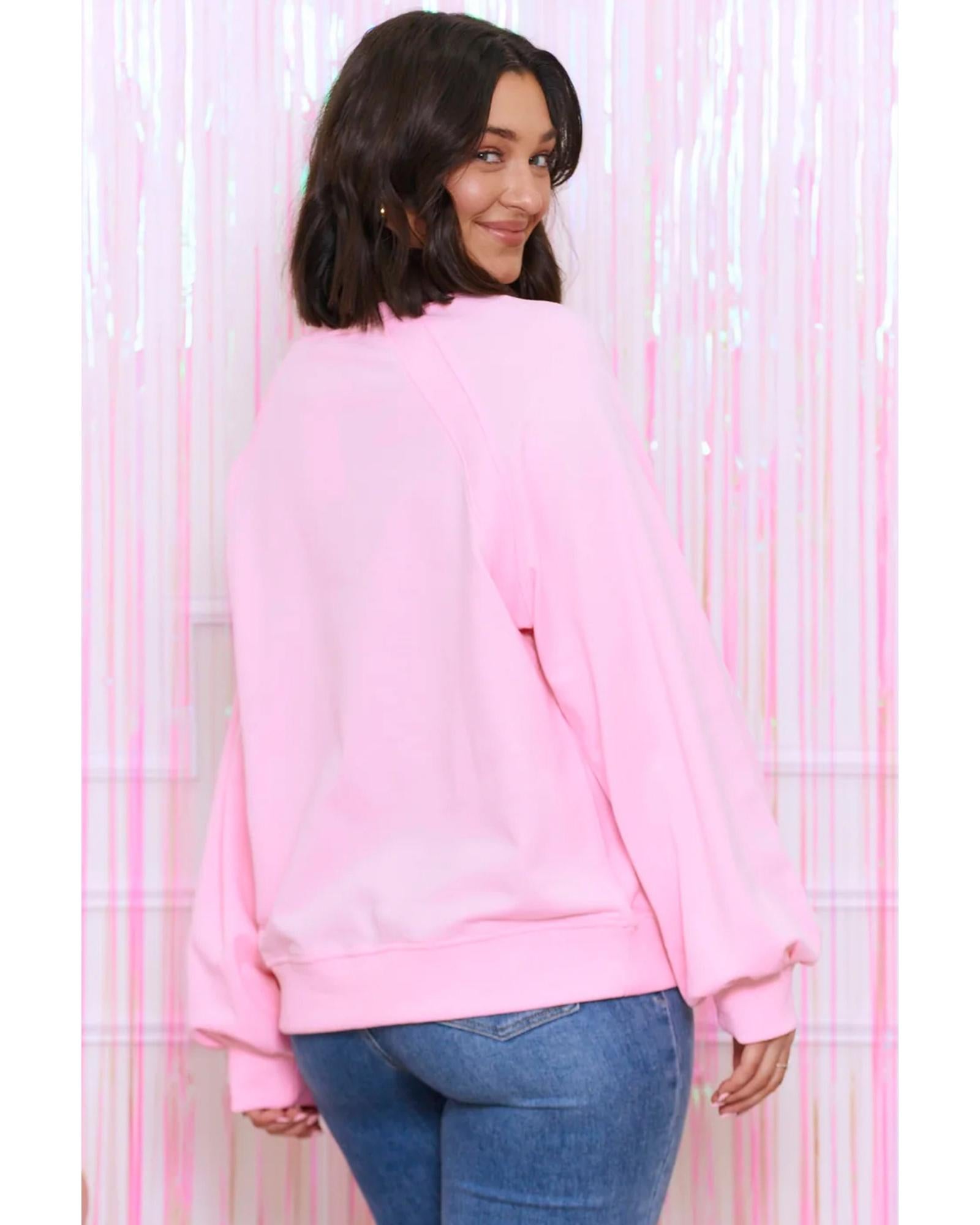 Pink Hugs and Kisses Pop Up Embroidered Raglan Sleeve Sweatshirt - S 3