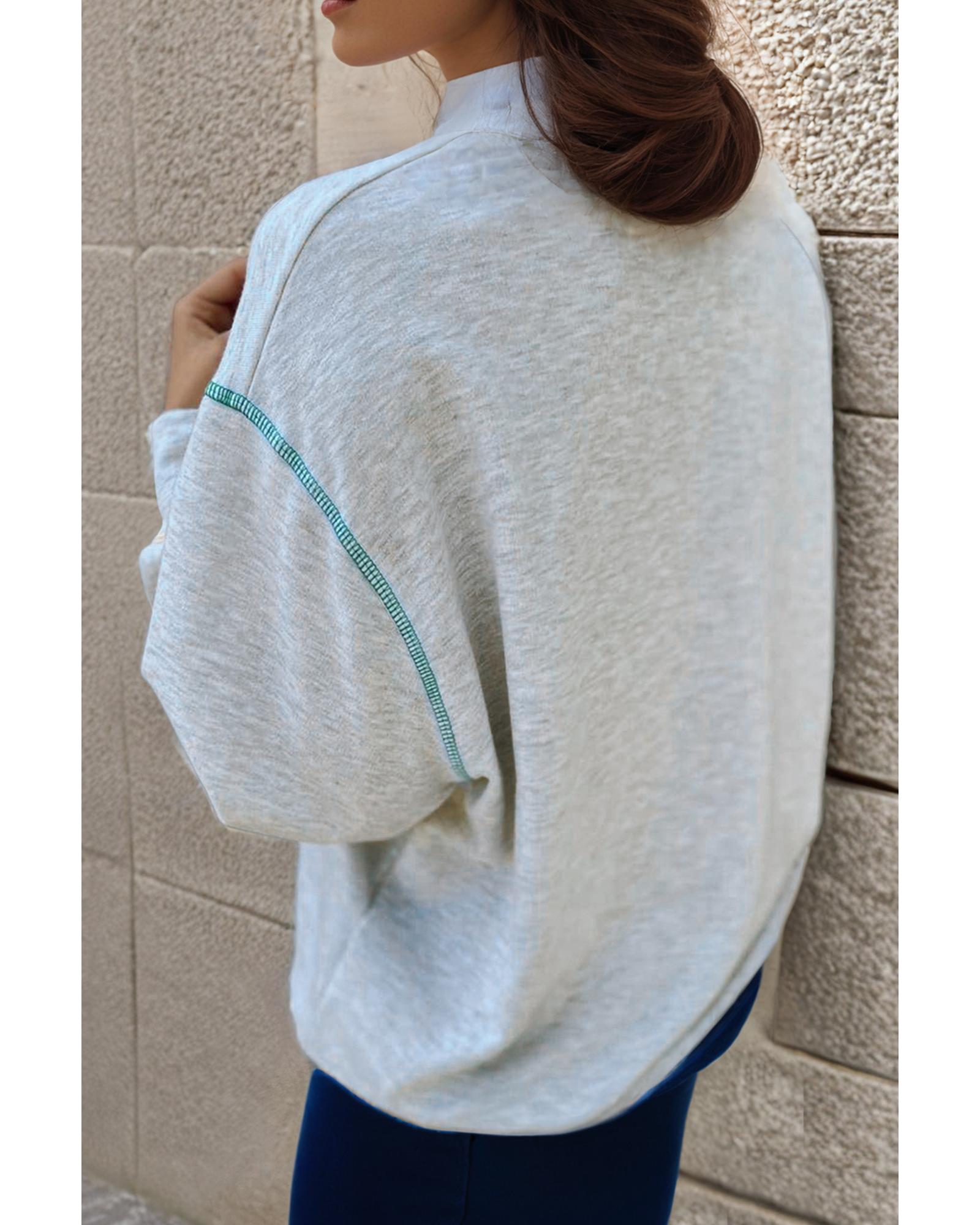 Light Grey COUNTRY CLUB PICKLEBALL Graphic Exposed Stitching Casual Sweatshirt - M 8
