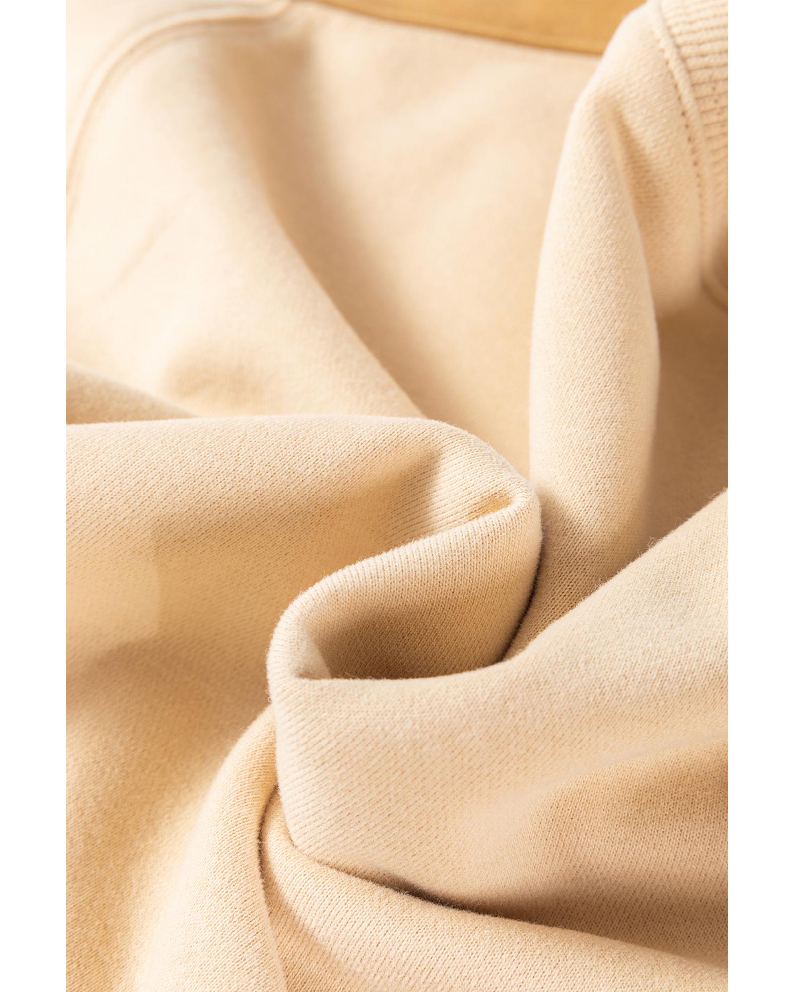 Beige Contrast Striped Patchwork Drop Shoulder Loose Sweatshirt - L 4