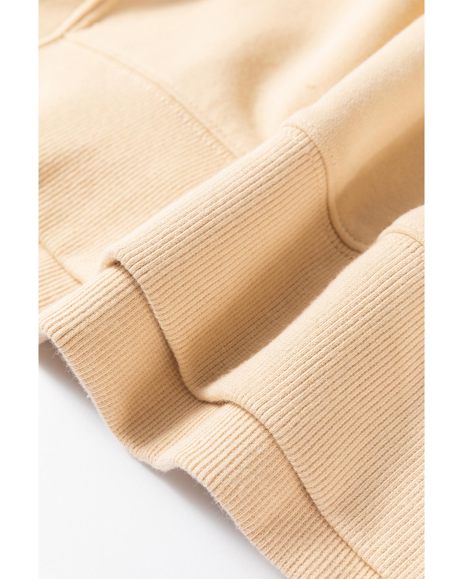 Beige Contrast Striped Patchwork Drop Shoulder Loose Sweatshirt - M 6