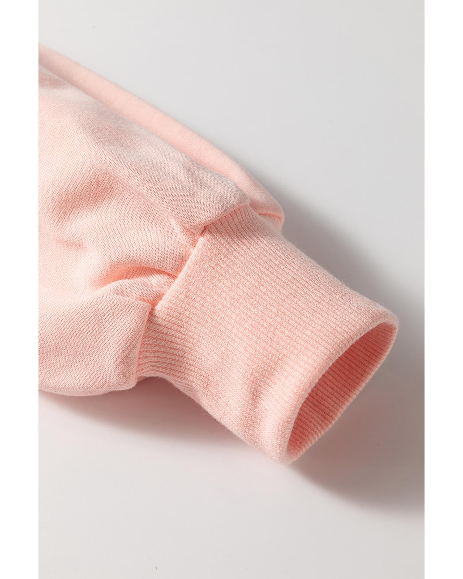 Apricot Pink Sequined Bowknot Drop Shoulder Oversized Sweatshirt - L 5