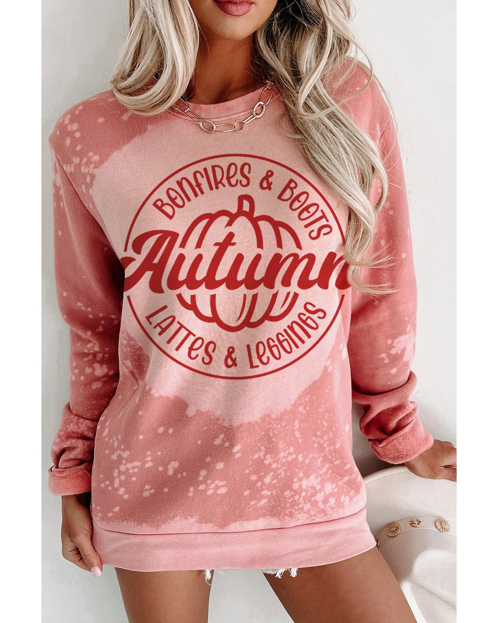 Pink Tie Dye Autumn Pumpkin Graphic Drop Shoulder Sweatshirt - L