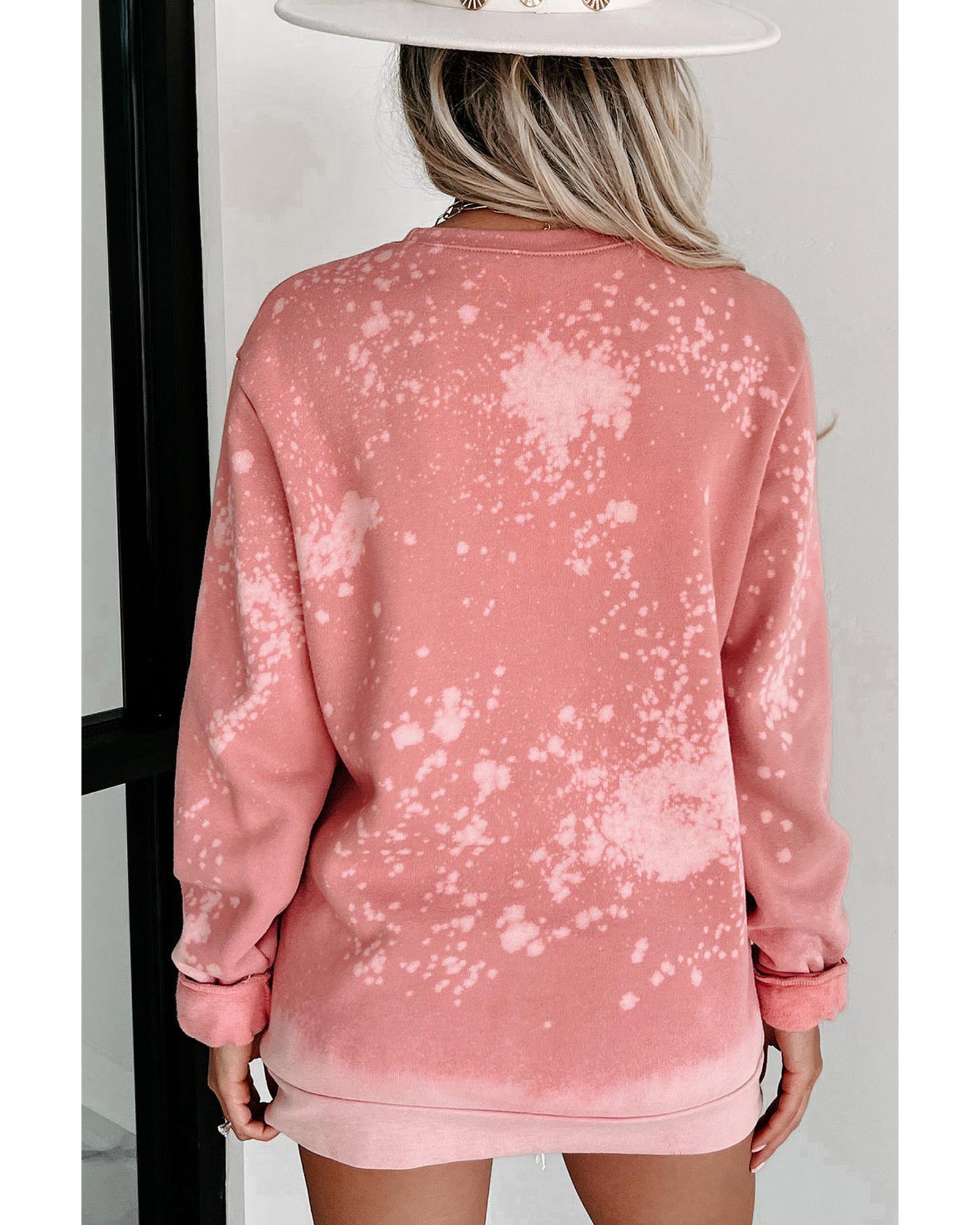 Pink Tie Dye Autumn Pumpkin Graphic Drop Shoulder Sweatshirt - XL 3