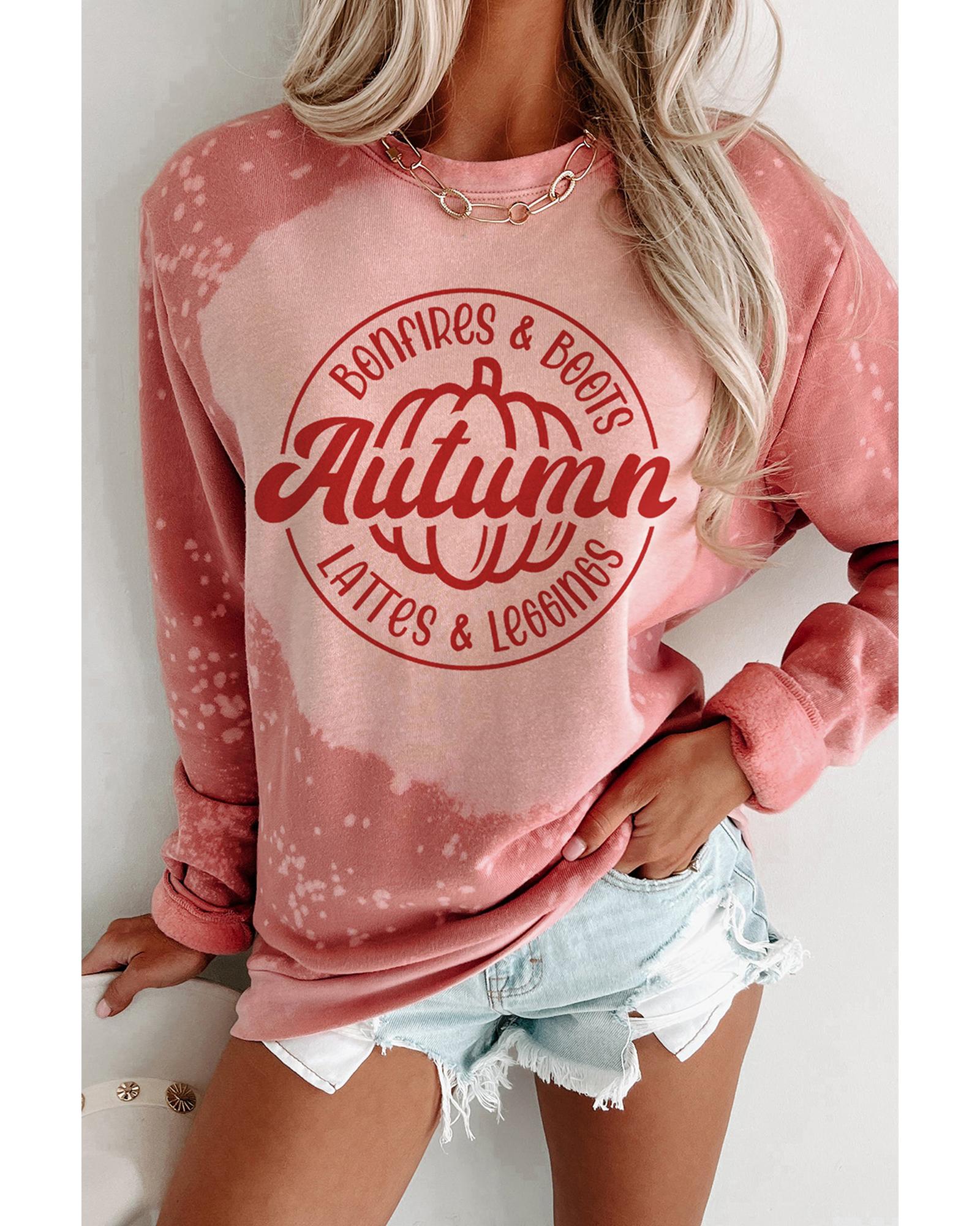 Pink Tie Dye Autumn Pumpkin Graphic Drop Shoulder Sweatshirt - XL 4