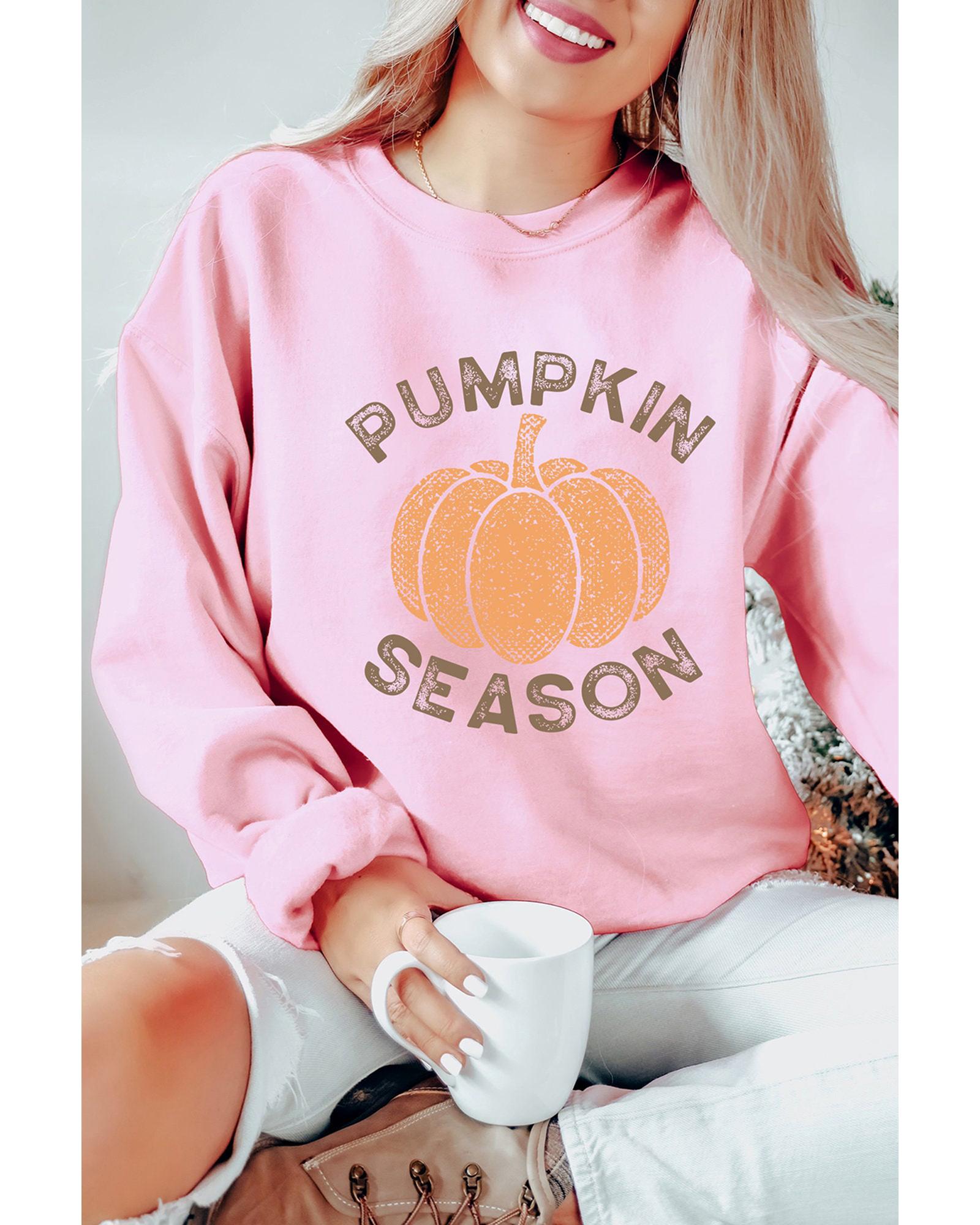 Pink PUMPKIN SEASON Crew Neck Drop Shoulder Sweatshirt - 2XL 5