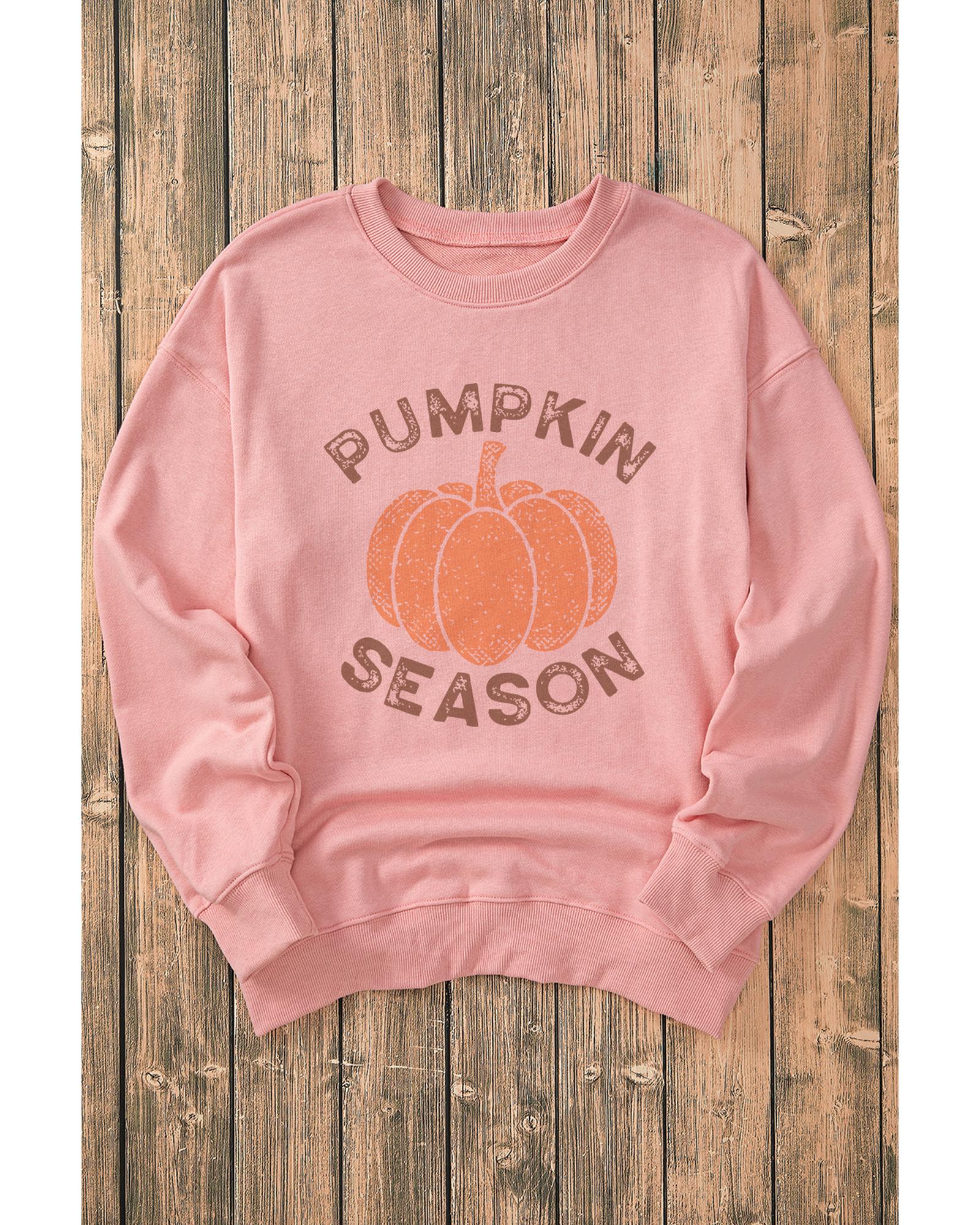 Pink PUMPKIN SEASON Crew Neck Drop Shoulder Sweatshirt - L