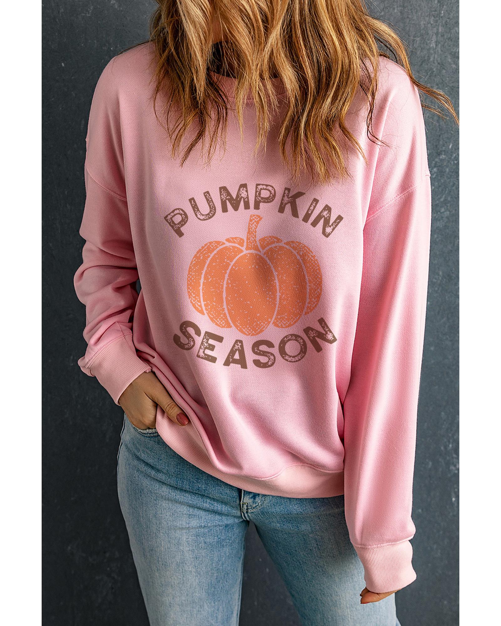 Pink PUMPKIN SEASON Crew Neck Drop Shoulder Sweatshirt - L 3