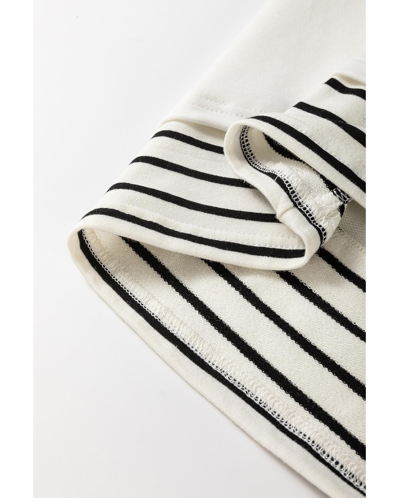 White Stripe Colorblock Sleeve Exposed Seam Fake-2-Piece Sweatshirt - L 4