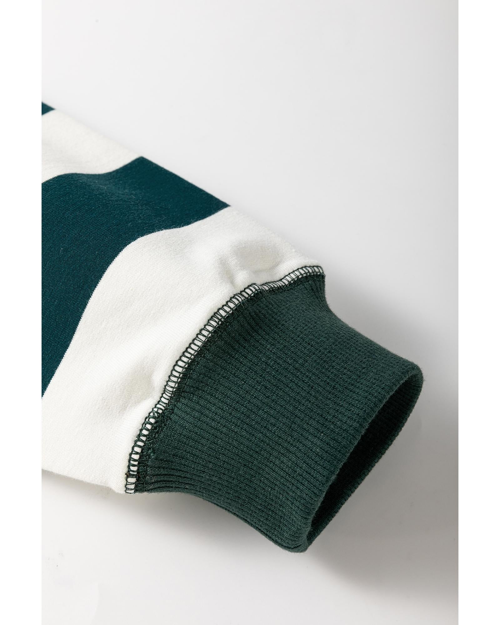 White Stripe Colorblock Sleeve Exposed Seam Fake-2-Piece Sweatshirt - M 3