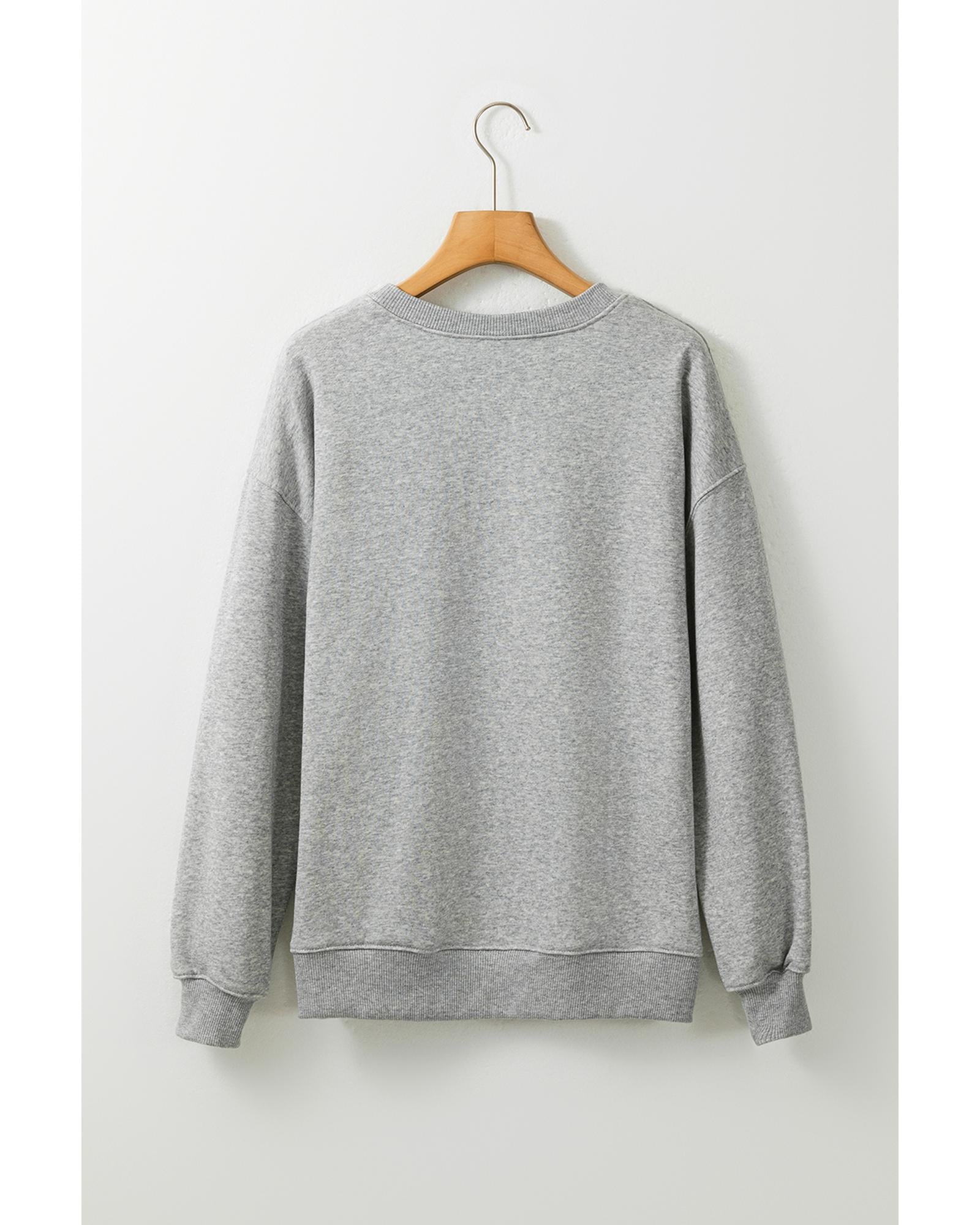 Gray GAME DAY Lightning Rugby Football Print Pullover Sweatshirt - S 4