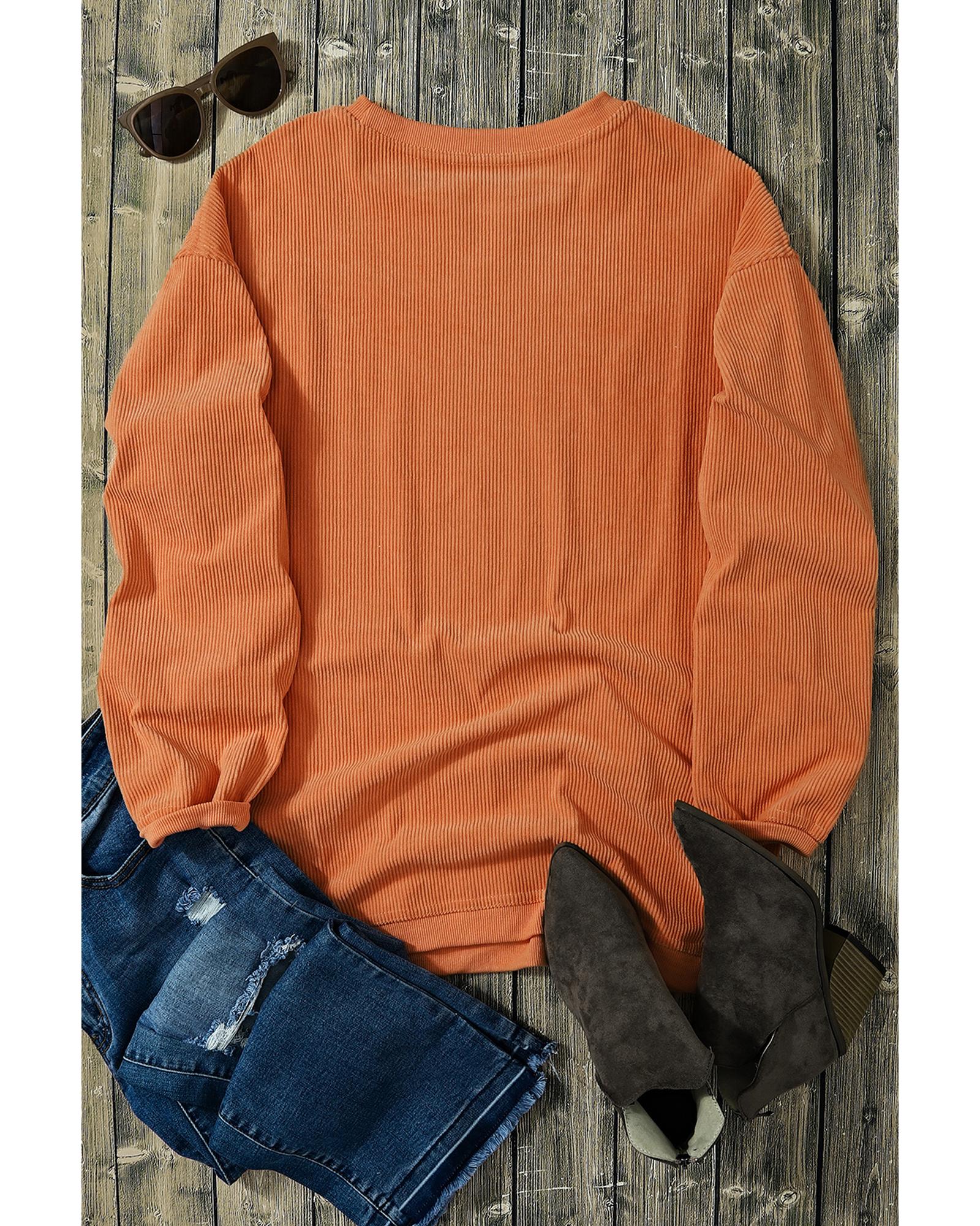 Orange Halloween Hey Boo Ghost Print Loose Sweatshirt - L 7