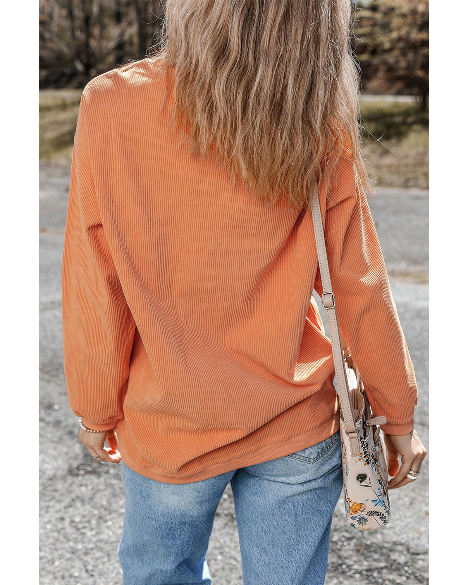 Orange Halloween Hey Boo Ghost Print Loose Sweatshirt - L 8