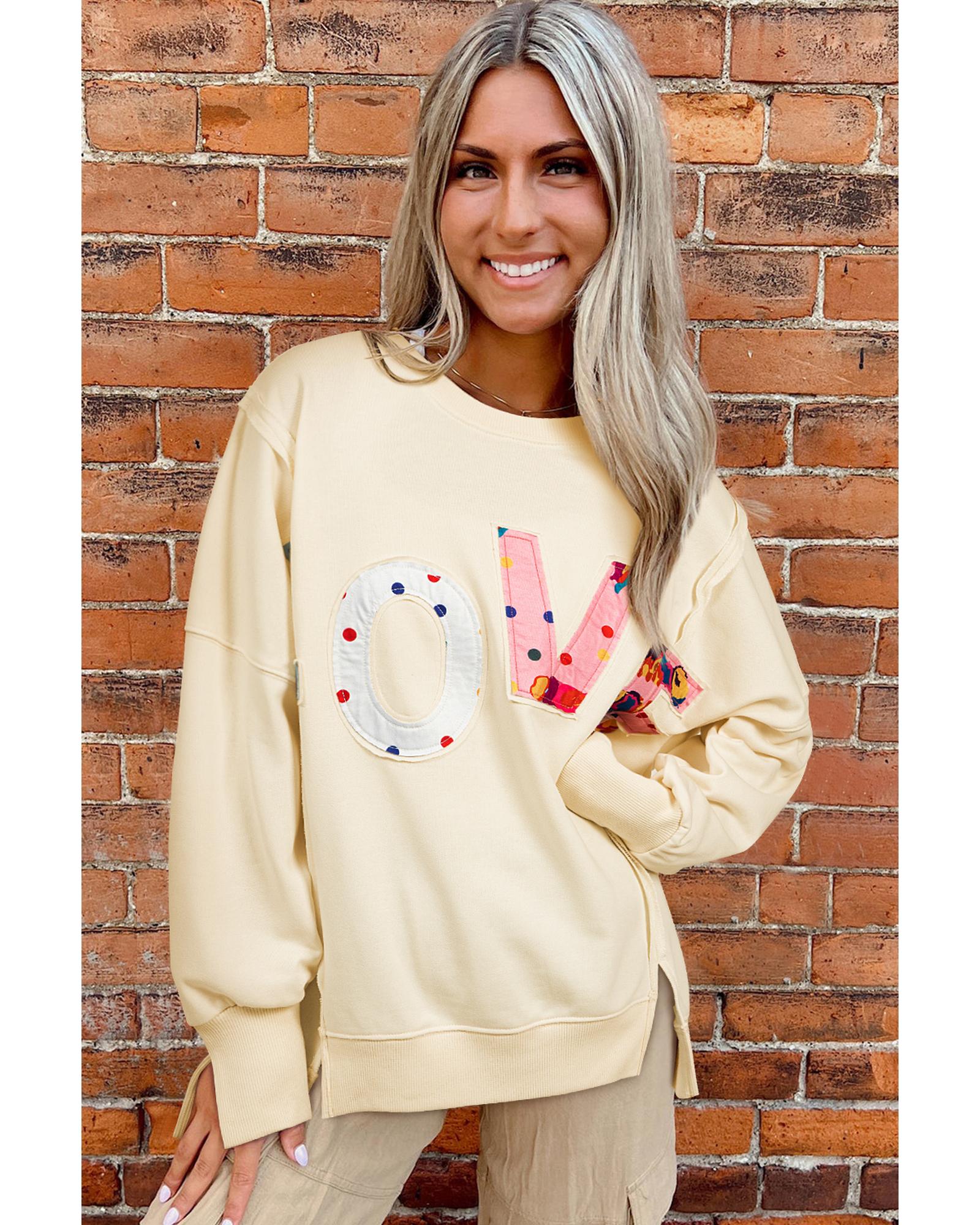 Apricot LOVE PATCH Graphic Oversized Sweatshirt - S 5