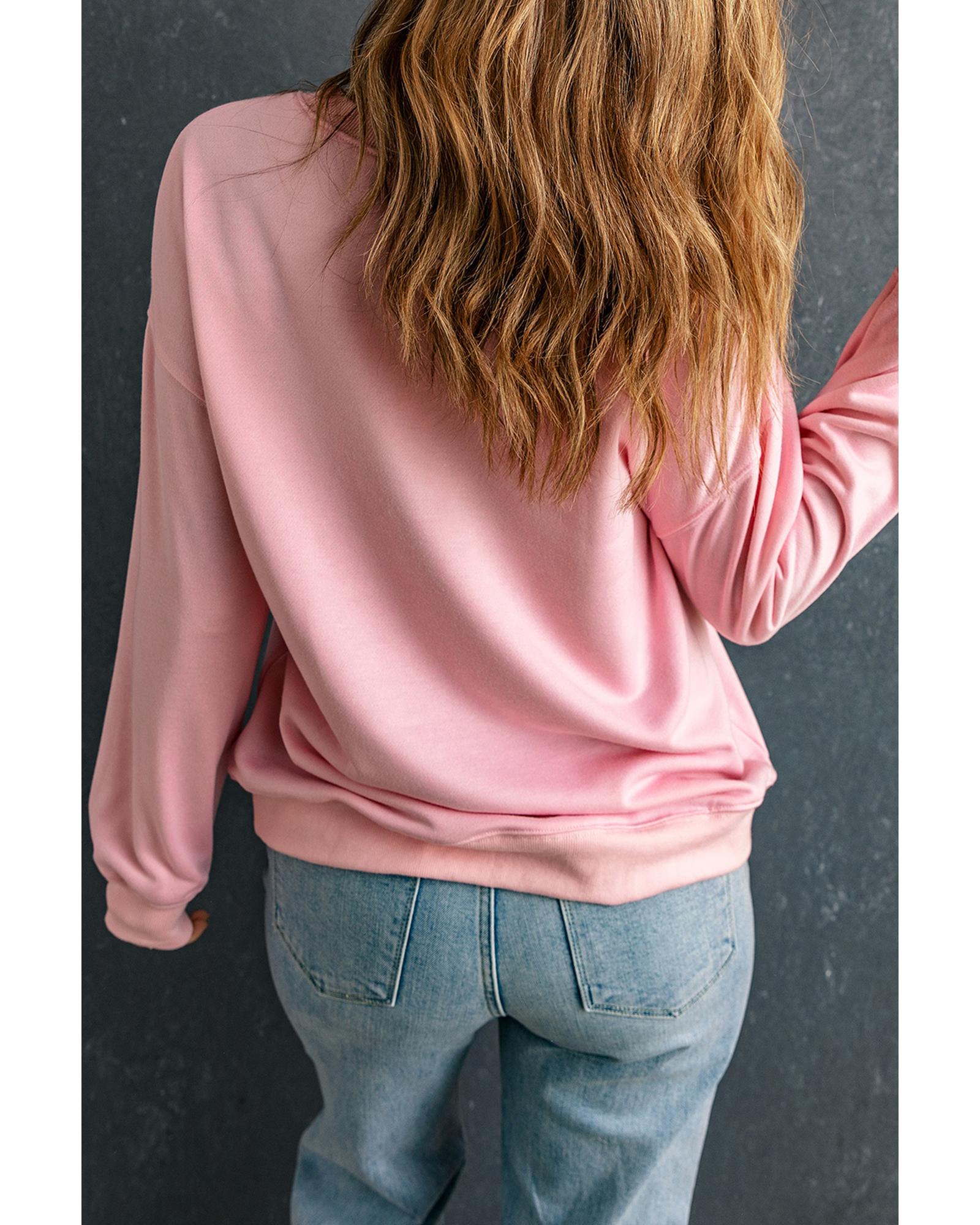 Pink Bold Christmas Claus Graphic Drop Shoulder Sweatshirt - L 7
