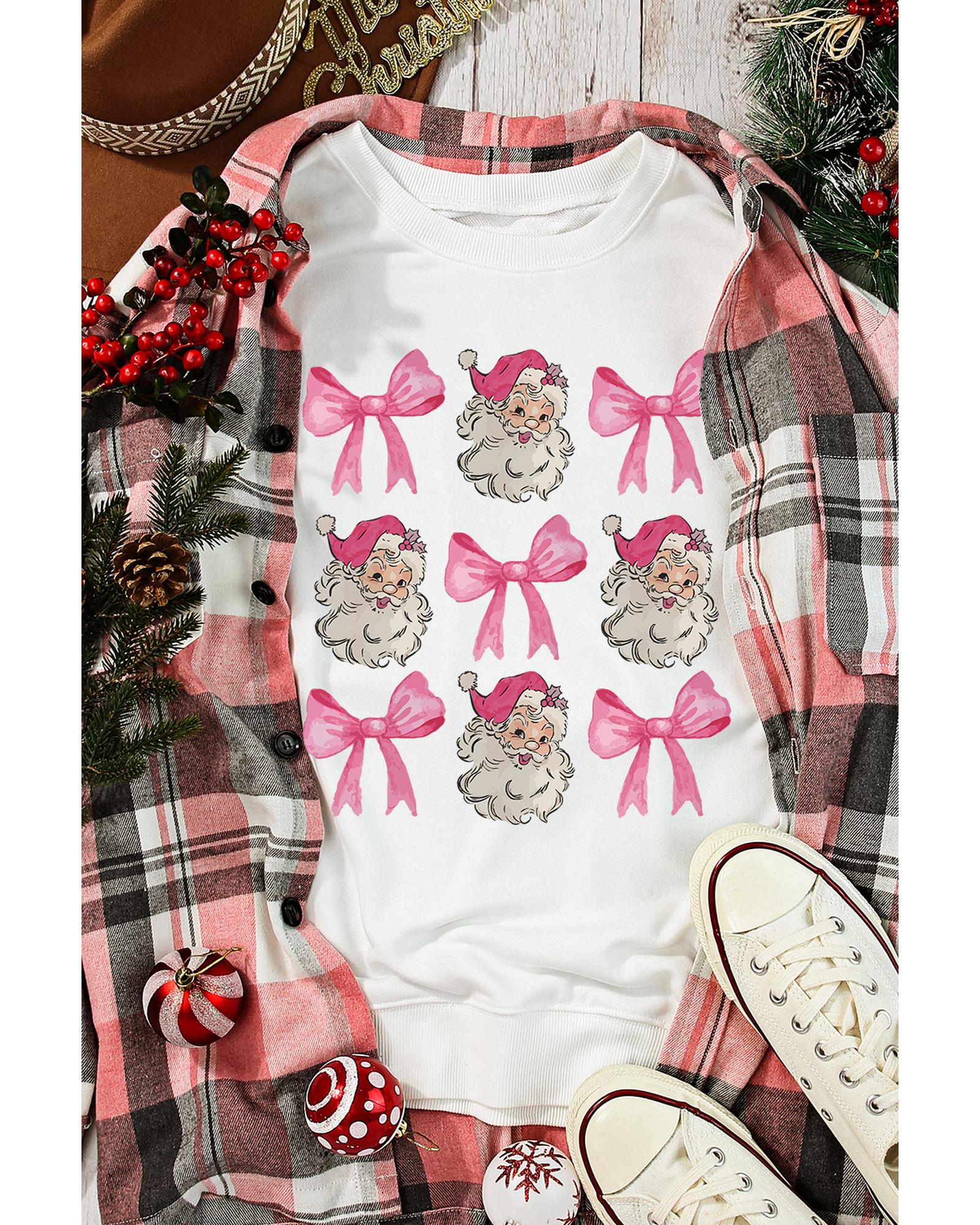 Beige Santa Claus Bowknot Pattern Christmas Sweatshirt - M 7
