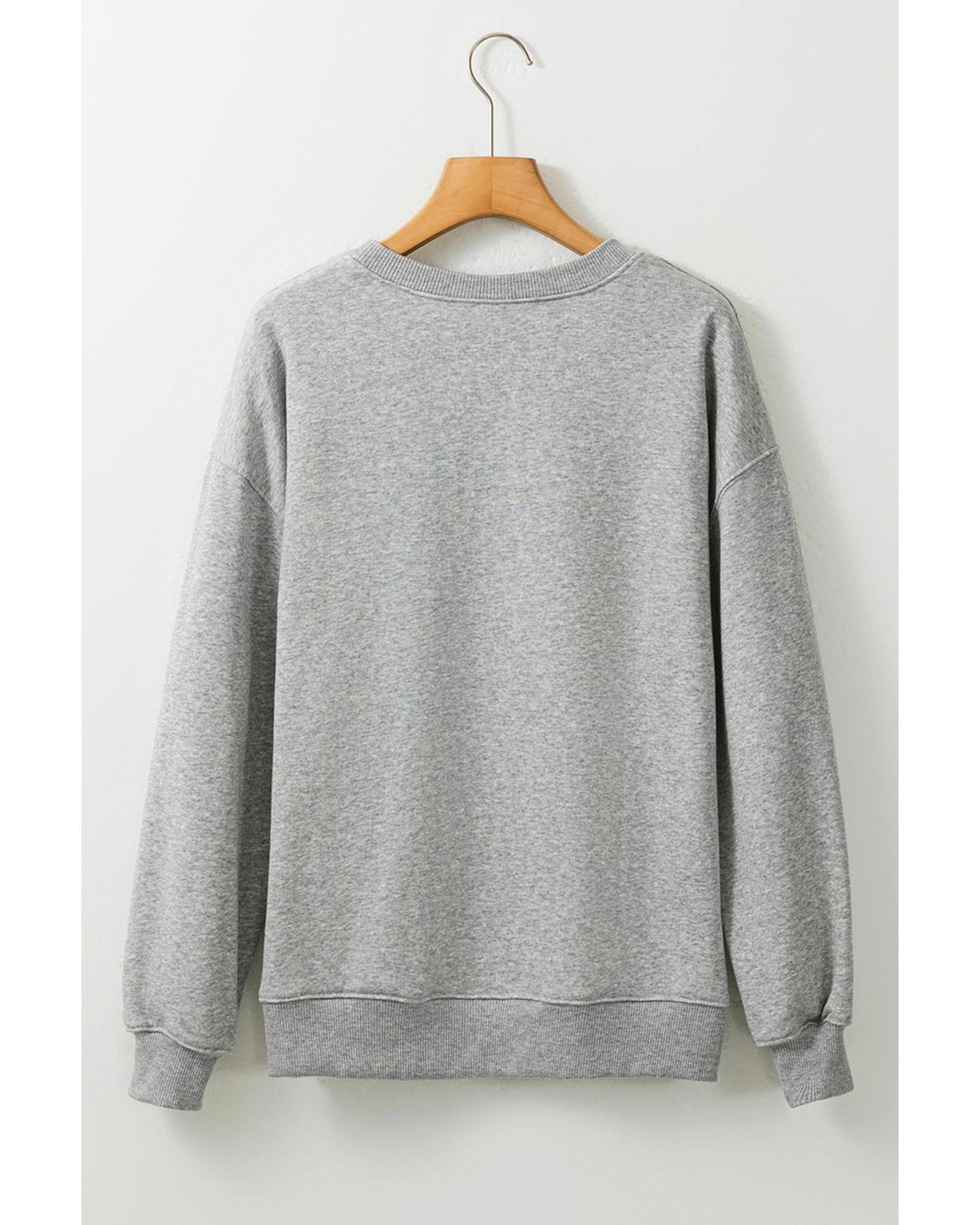 Gray Halloween Ghost Print Crewneck Drop Shoulder Sweatshirt - 2XL 3