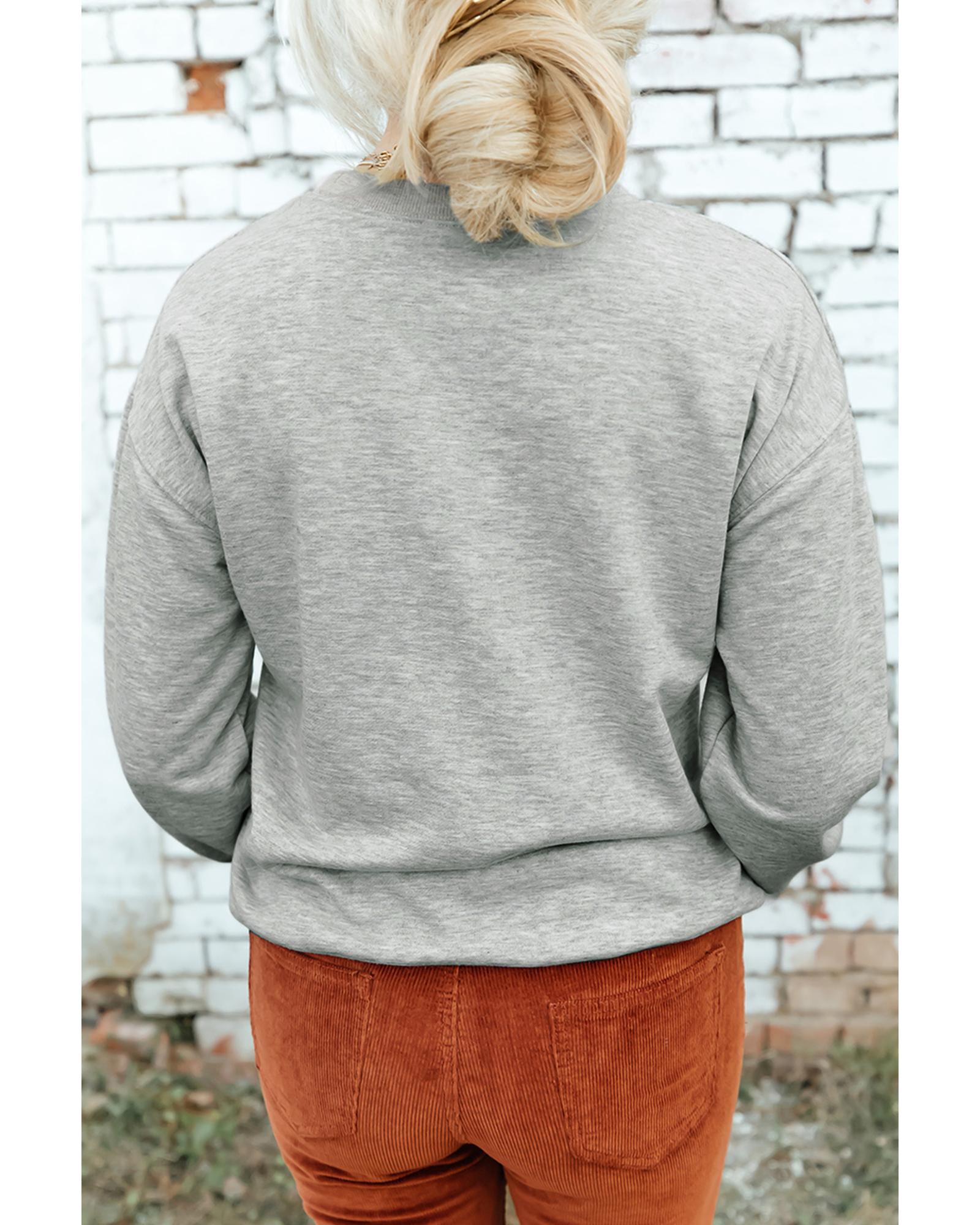 Gray Halloween Ghost Print Crewneck Drop Shoulder Sweatshirt - 2XL 8