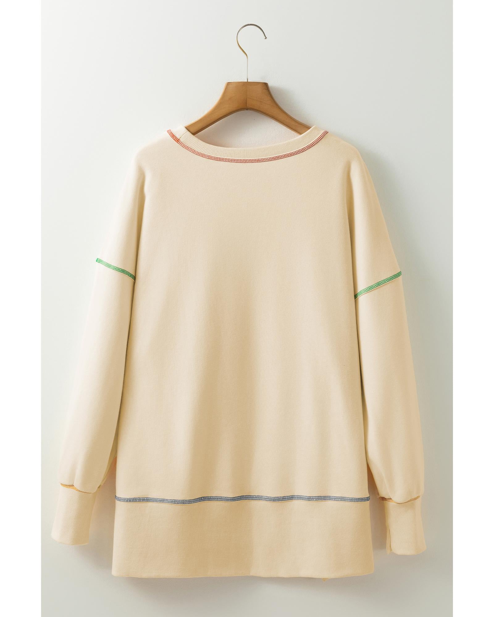 White Give Thanks to the LORD Graphic High Low Hem Loose Sweatshirt - XL
