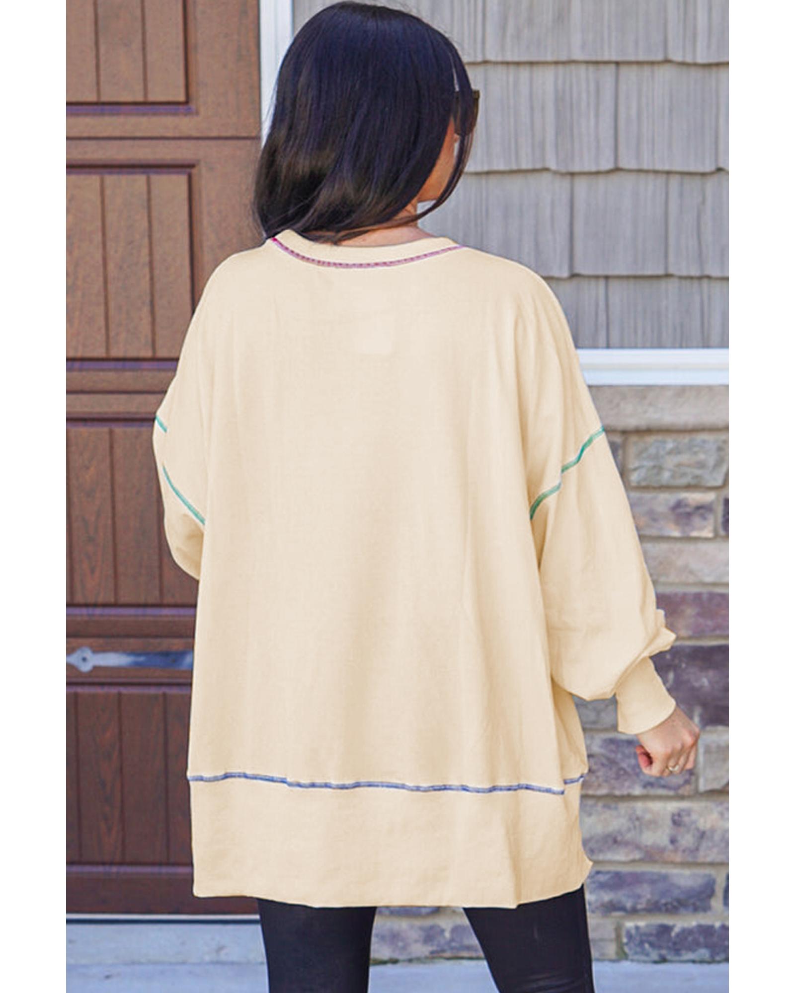 White Give Thanks to the LORD Graphic High Low Hem Loose Sweatshirt - XL 3