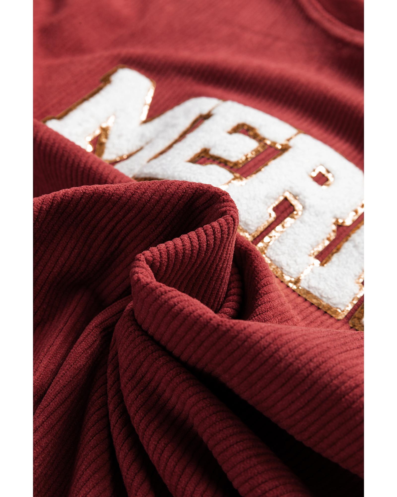 Racing Red MERRY Graphic Corded Christmas Sweatshirt - S 6