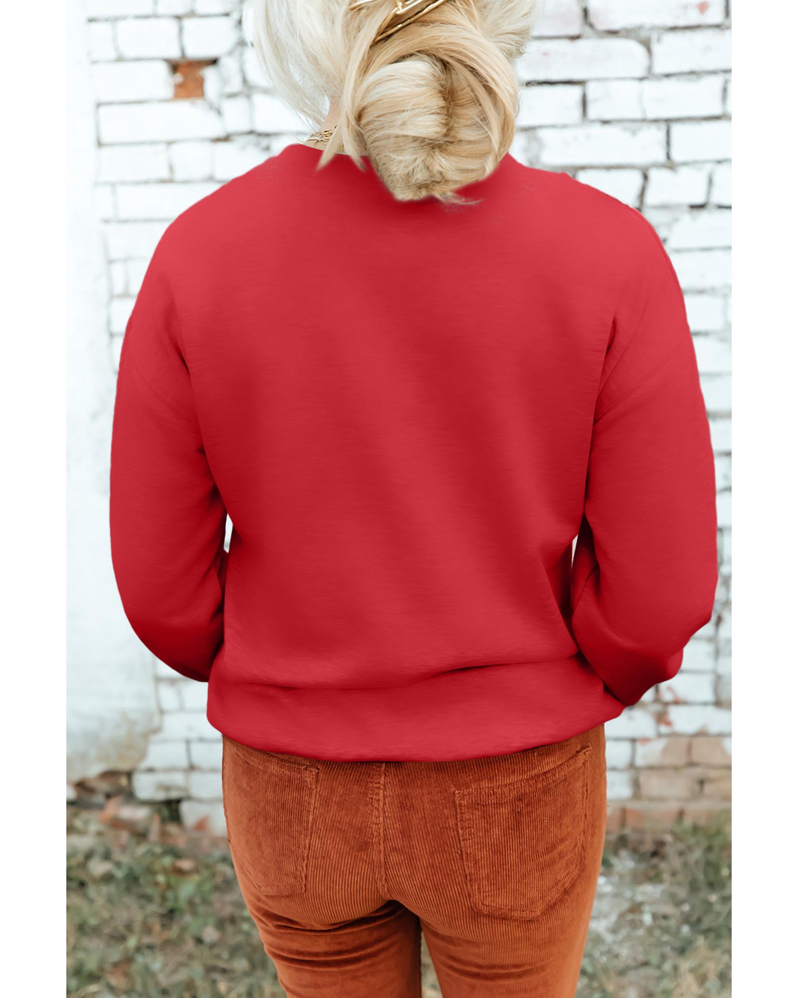 Red Christmas Metallic Nutcracker Graphic Crew Neck Sweatshirt - M 8