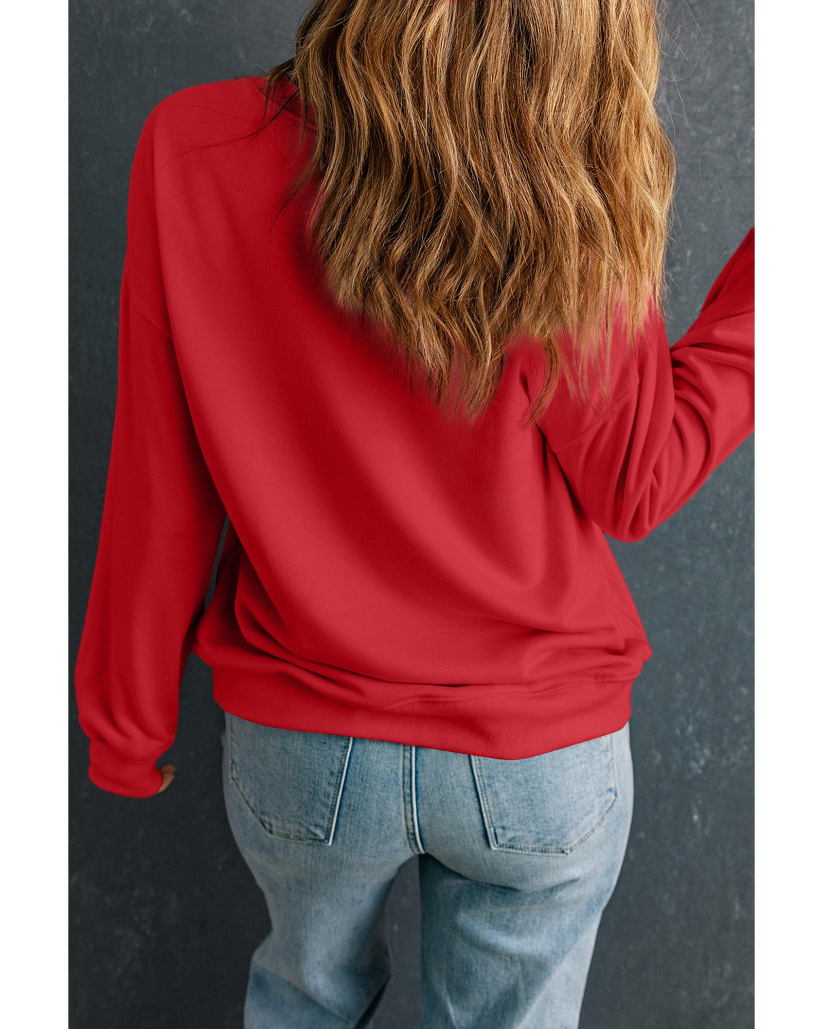 Red Heat Transfer HOLLY JOLLY Printing Christmas Pullover Sweatshirt - 2XL 5