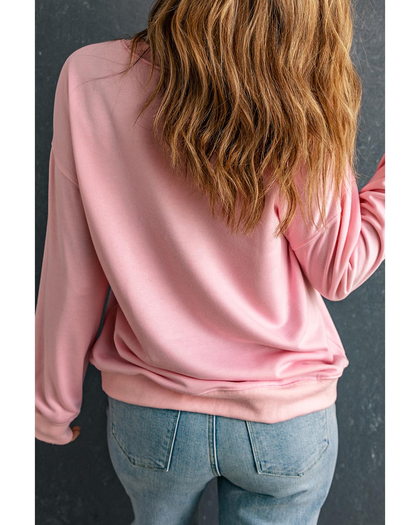 Pink Fancy Checkered Father Christmas Graphic Sweatshirt - M 4