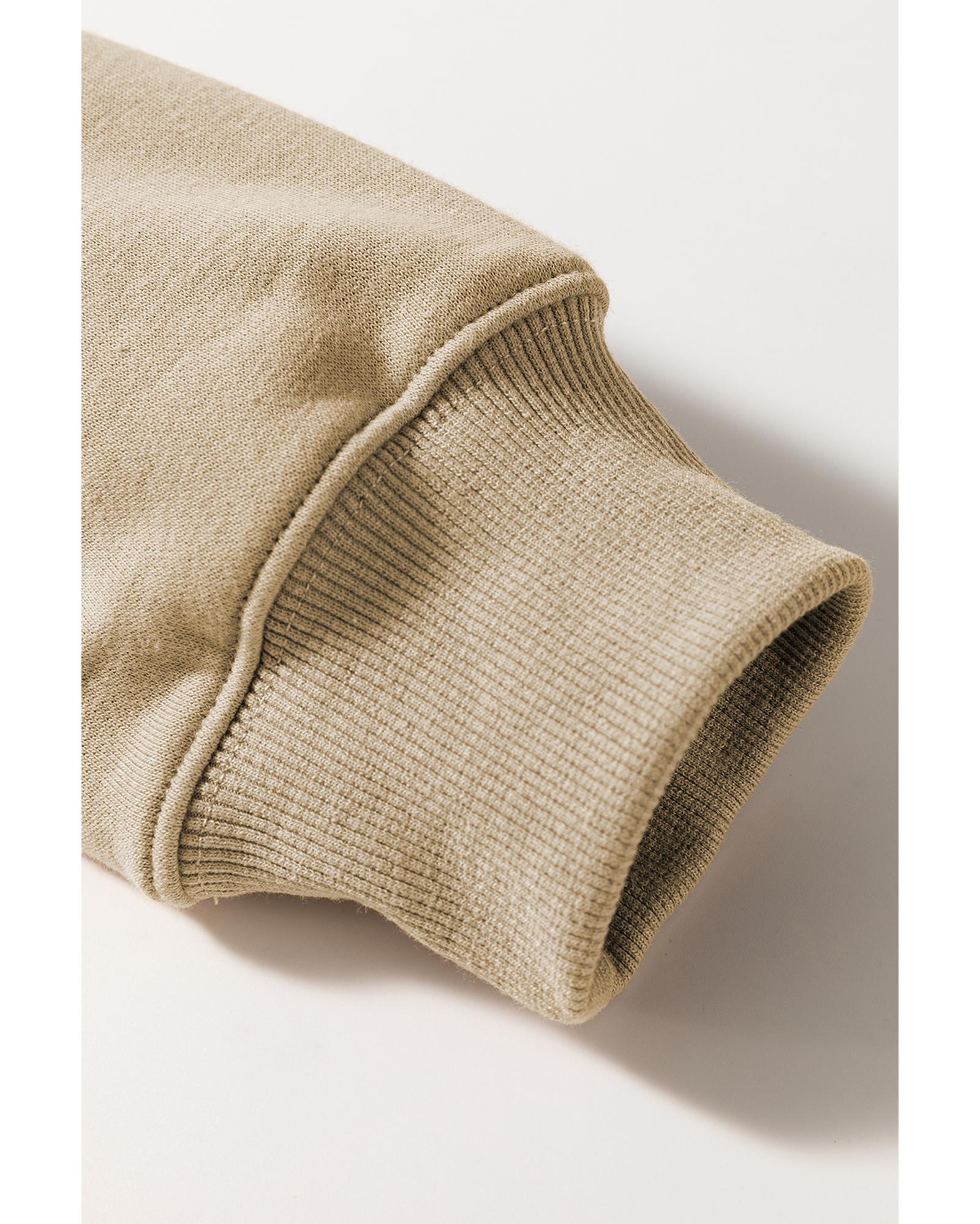 Khaki Christmas Pattern Graphic Crew Neck Sweatshirt - M 7