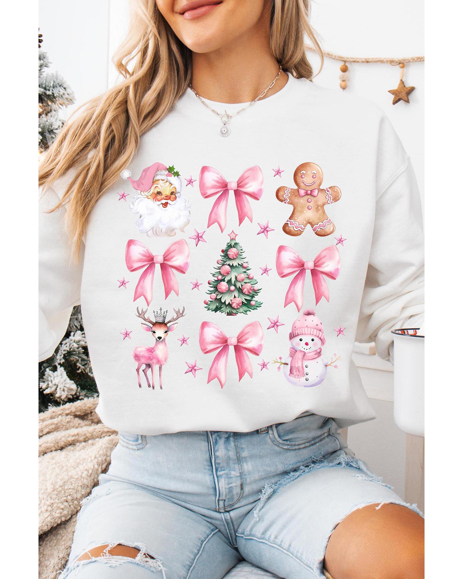 Beige Christmas Theme Pattern Pullover Sweatshirt - M 4