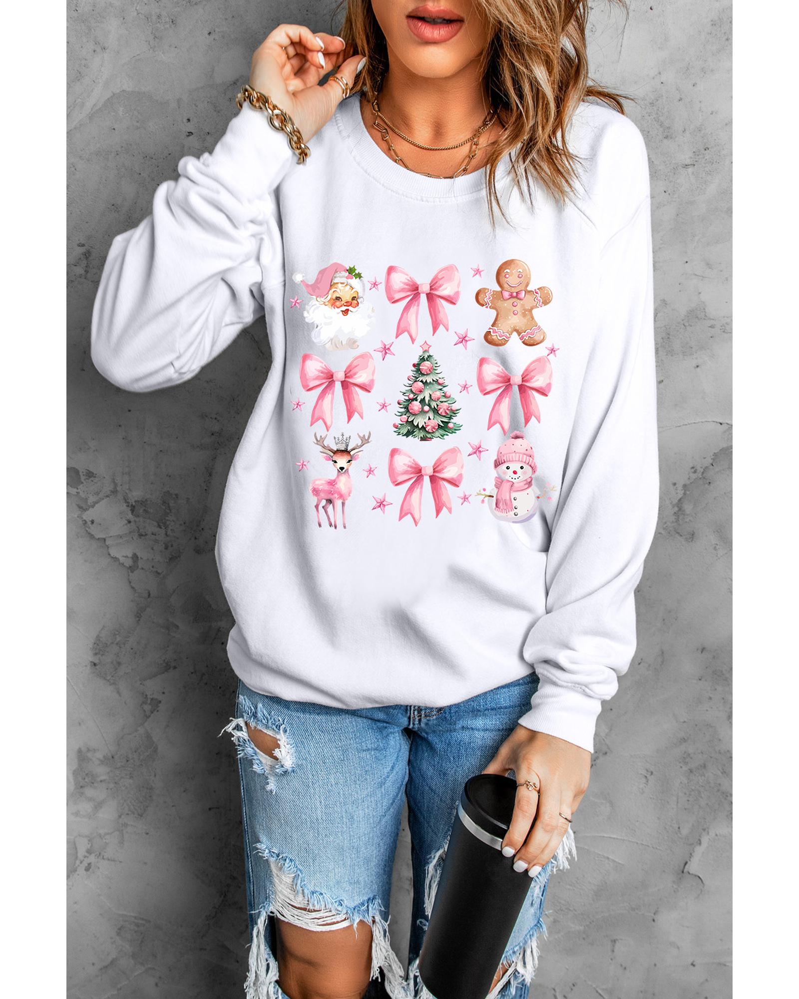 Beige Christmas Theme Pattern Pullover Sweatshirt - XL 5