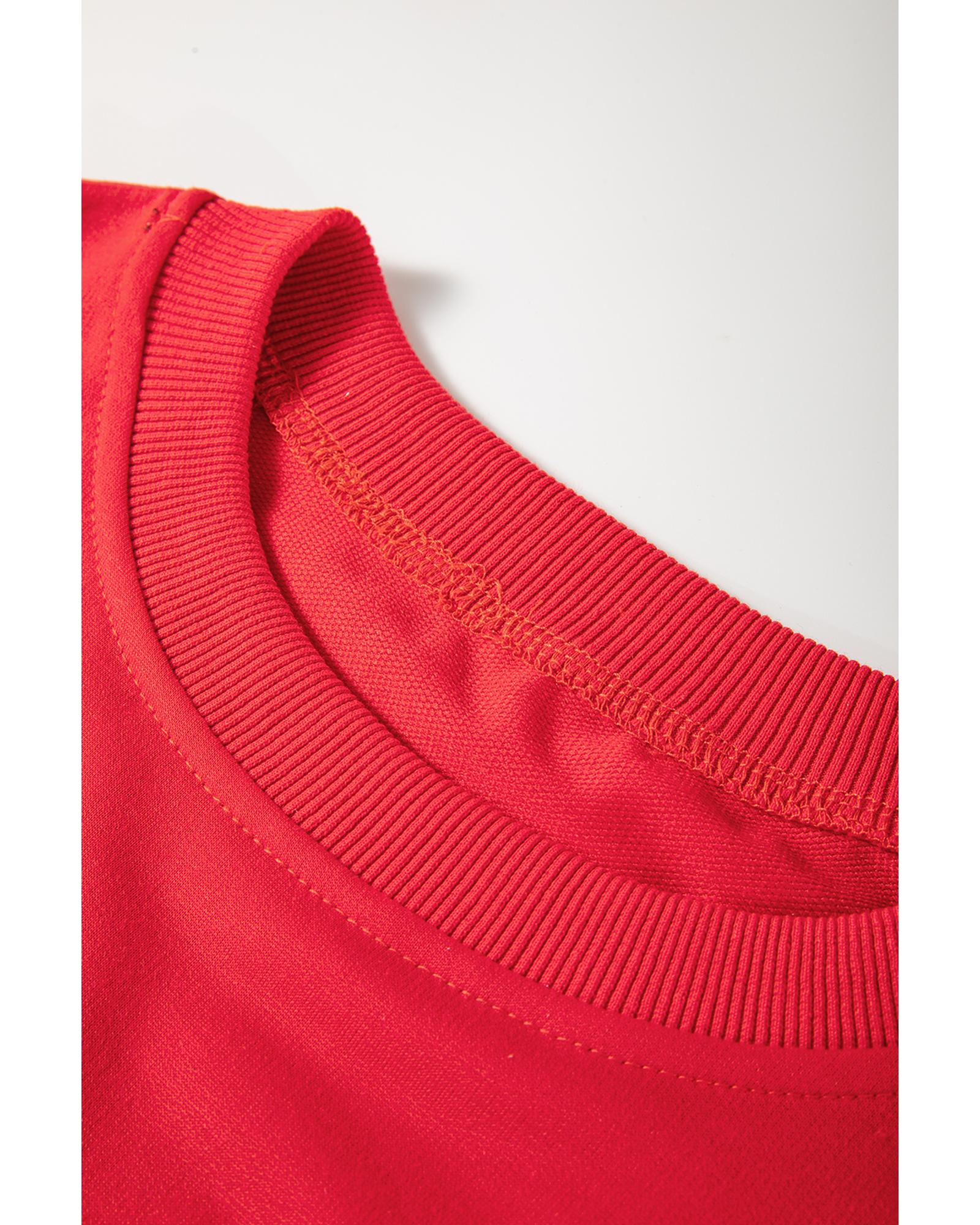 Fiery Red Sequined Santa Claus Long Sleeve Christmas Sweatshirt - M 8