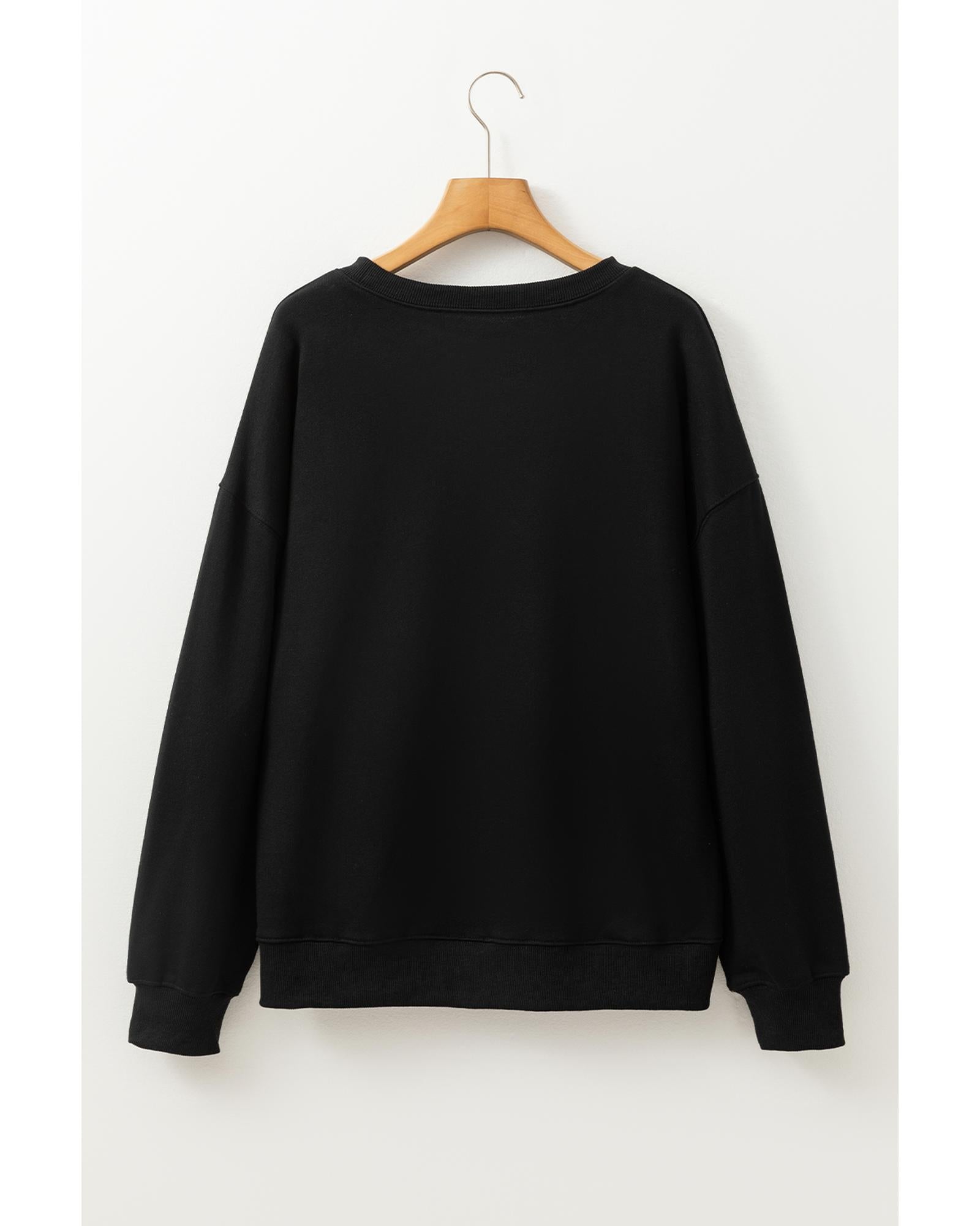 Black Thanksgiving Turkey Graphic Drop Shoulder Sweatshirt - XL