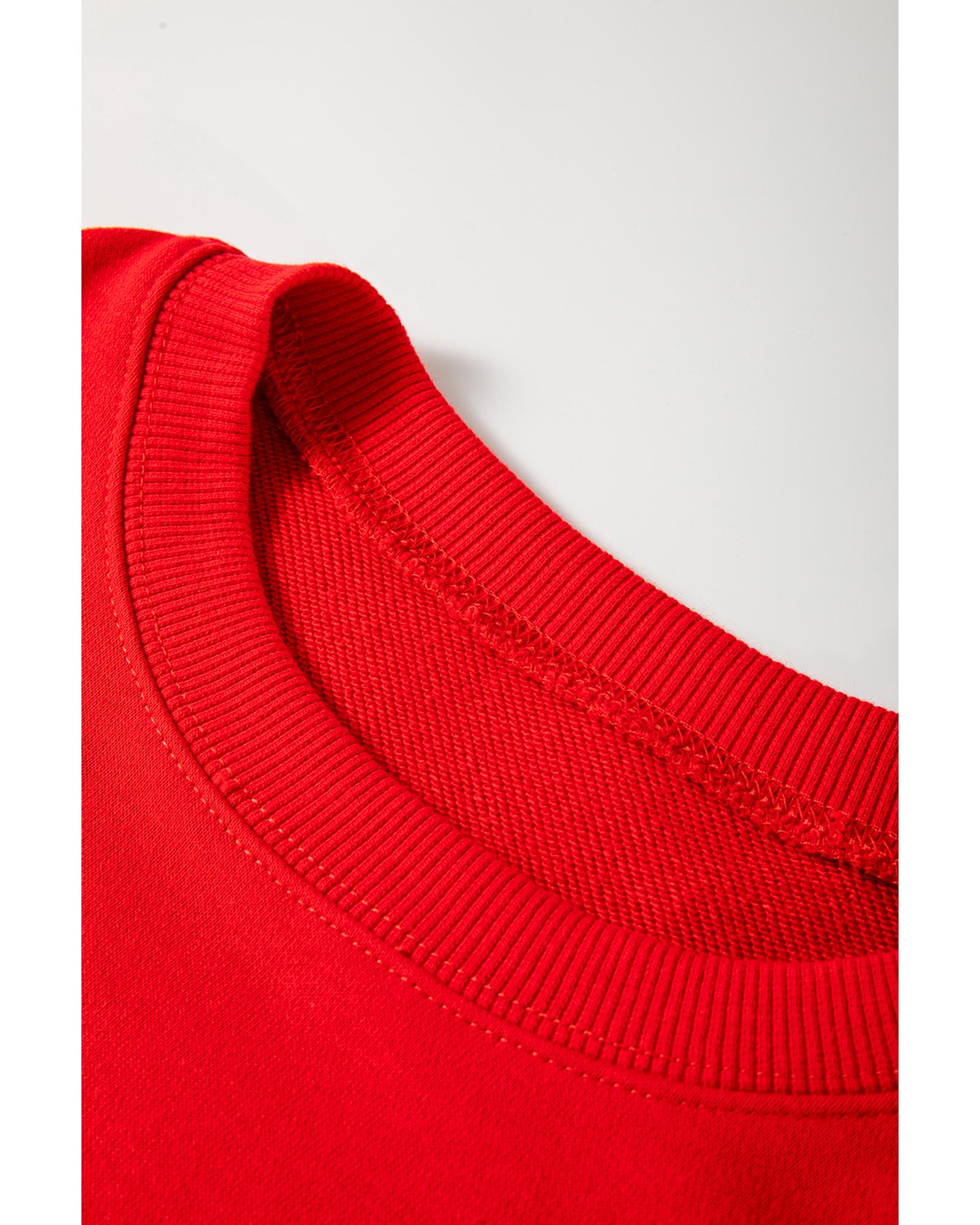 Red Sequin Christmas Tree Graphic Drop Shoulder Sweatshirt - XL 6